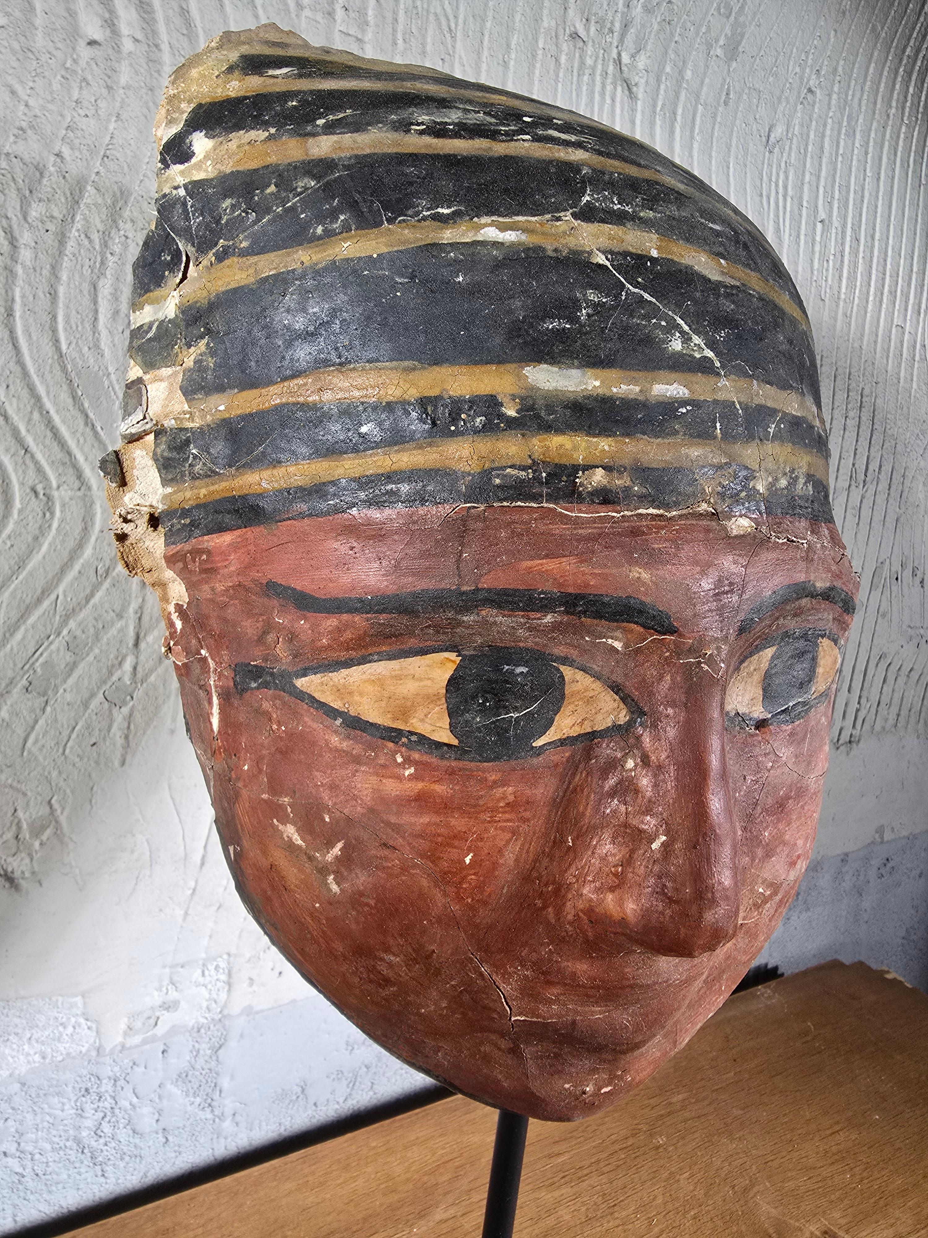 18th Century and Earlier Original Egyptian Cartonnage Mask – Ptolemaic Period For Sale
