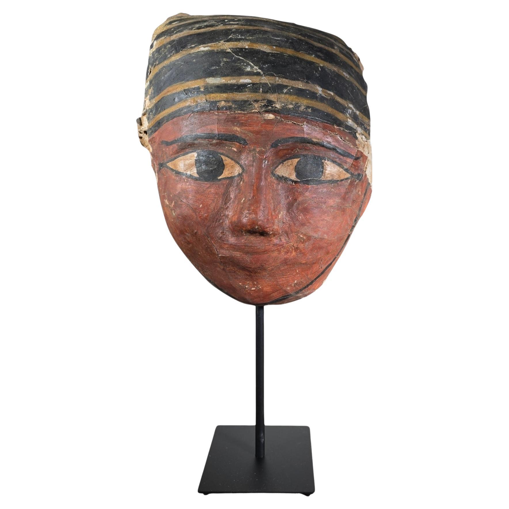 Original Egyptian Cartonnage Mask – Ptolemaic Period For Sale