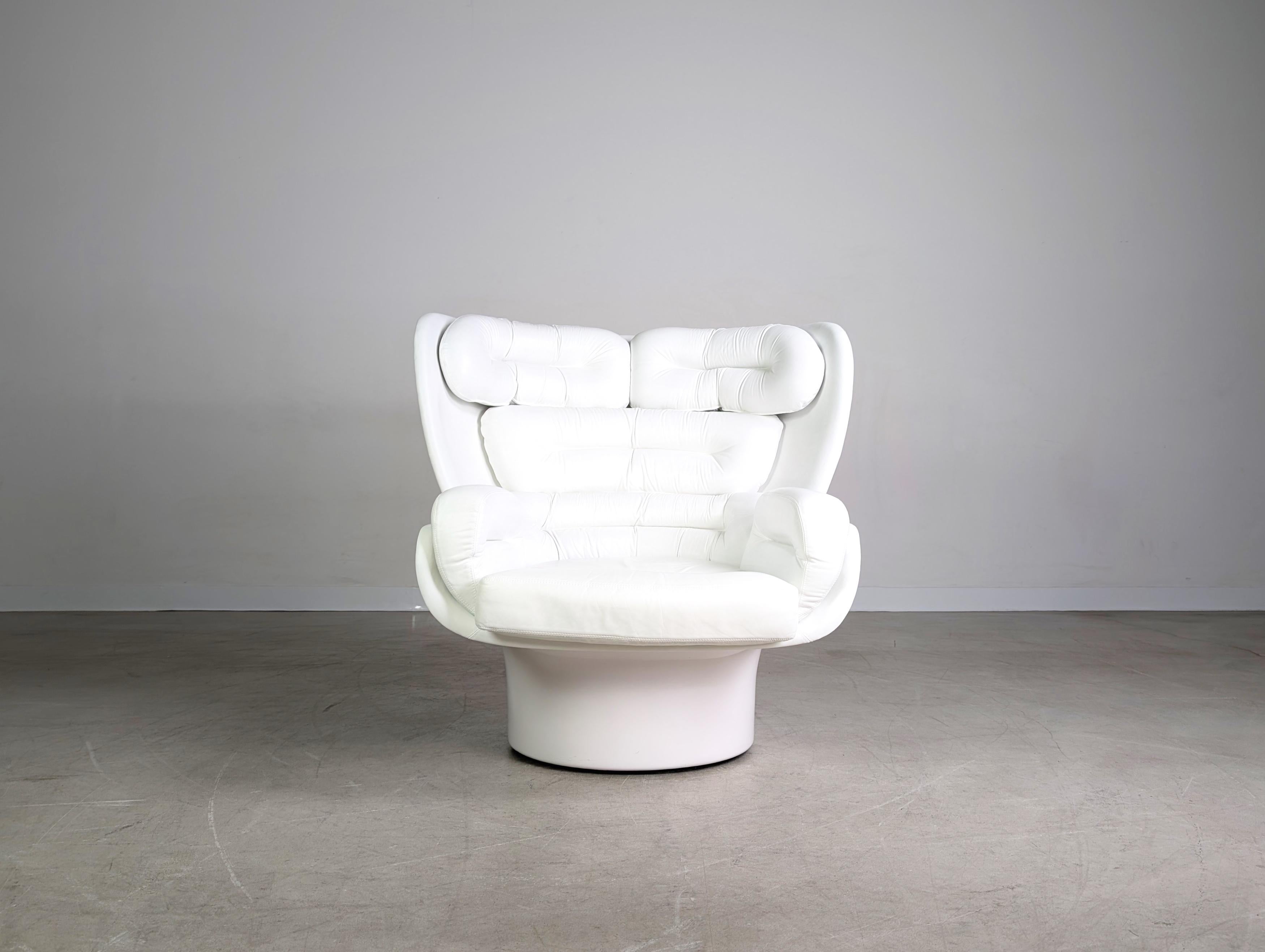 Mid-Century Modern Original Elda chair Joe Colombo Sessel Vintage Comfort Leder weiß For Sale