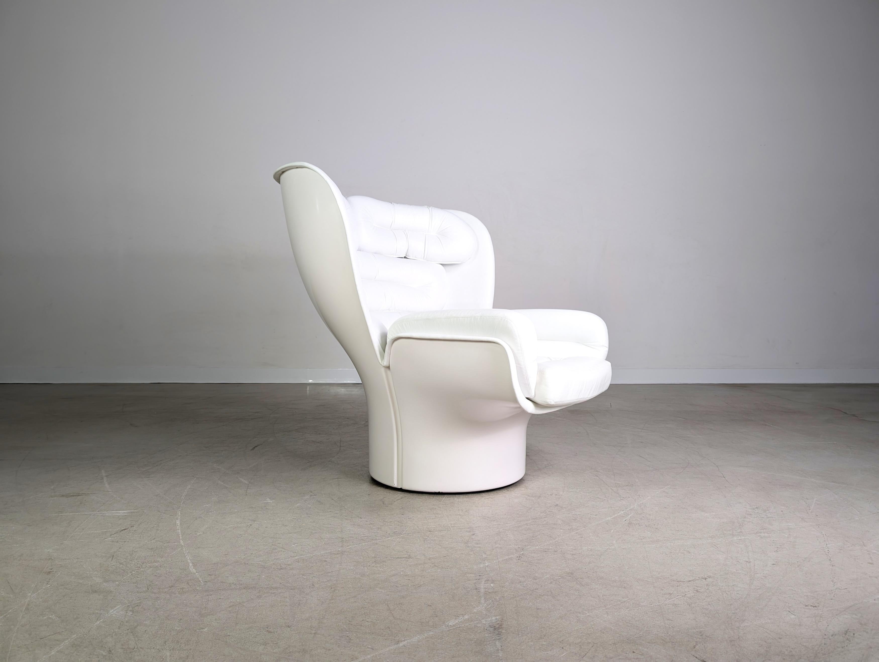 German Original Elda chair Joe Colombo Sessel Vintage Comfort Leder weiß For Sale