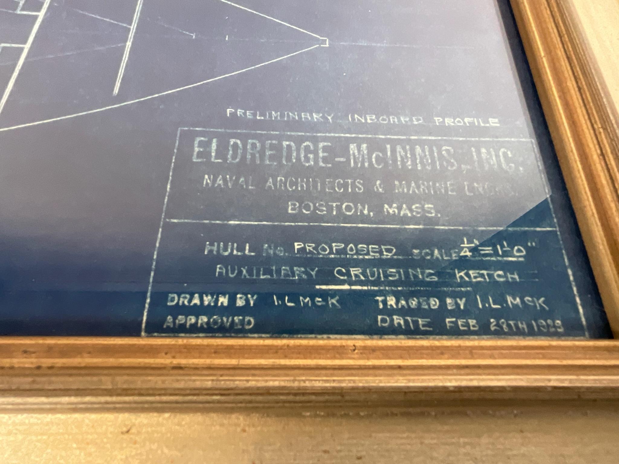 Early 20th Century Original Eldredge McInnis Blueprint For Sale