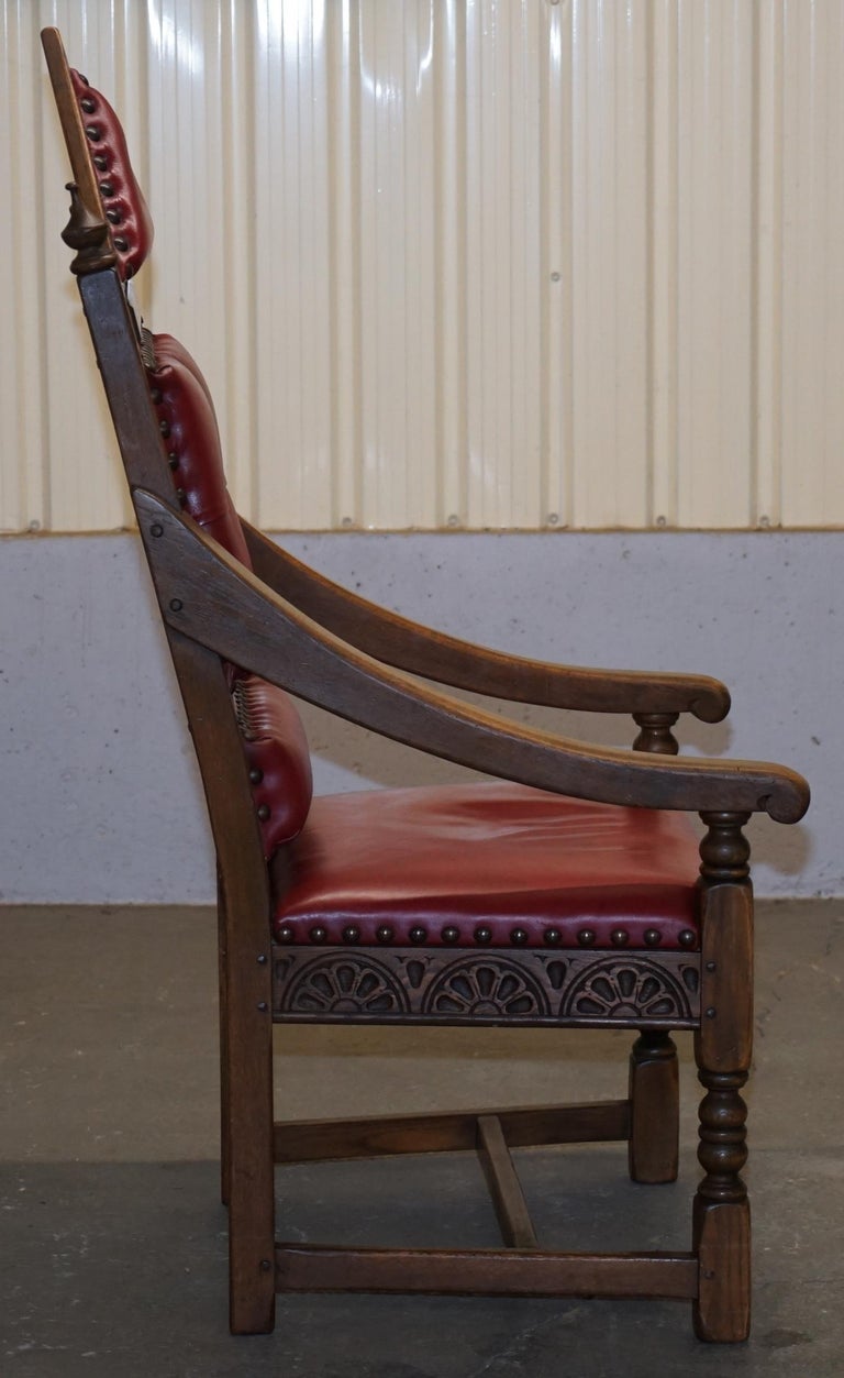 Original Elizabeth II Silver Jubilee Throne Armchair English Oxblood