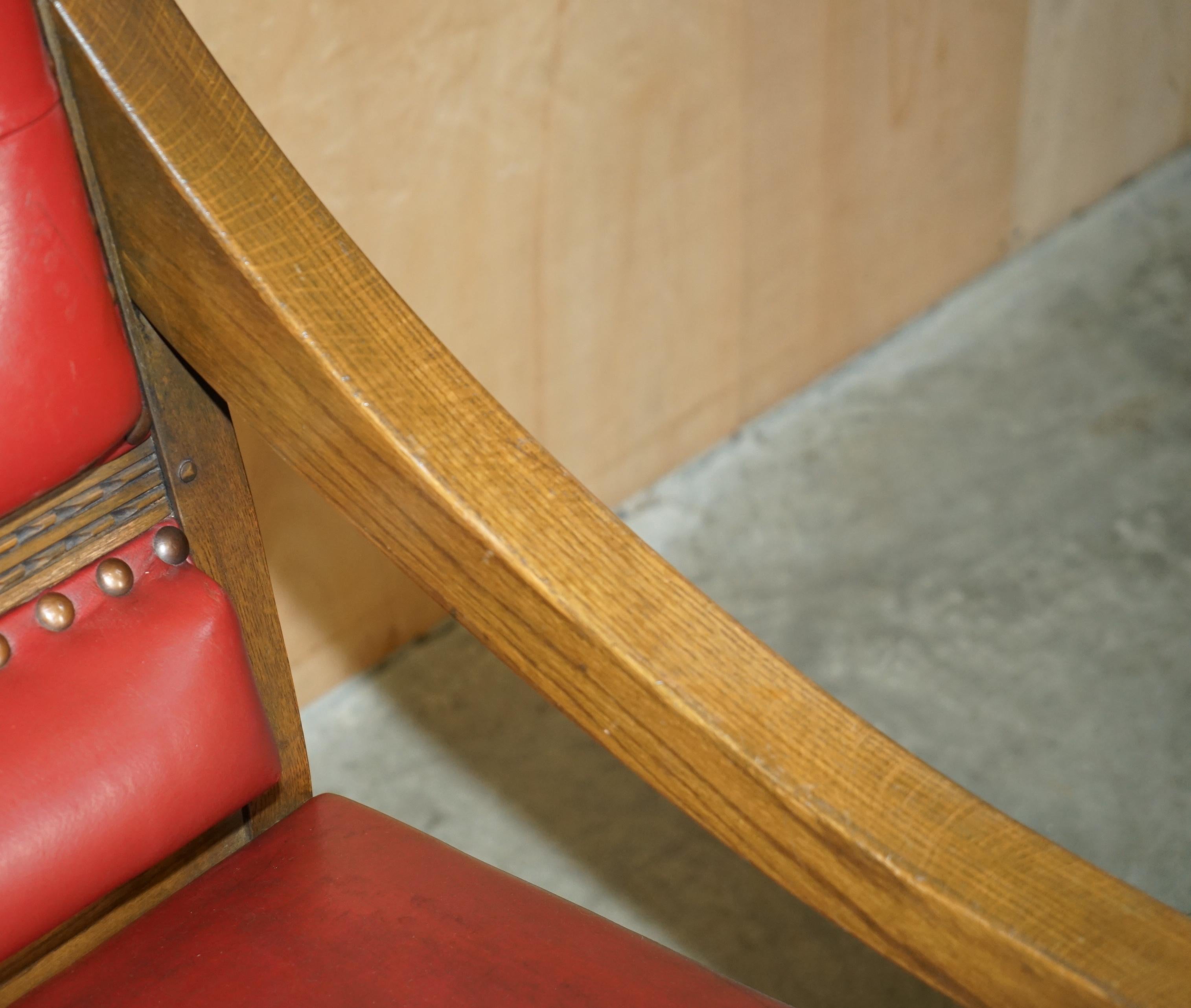 Original Elizabeth II Silver Jubilee Throne Armchair English Oxblood Oak Leather For Sale 6