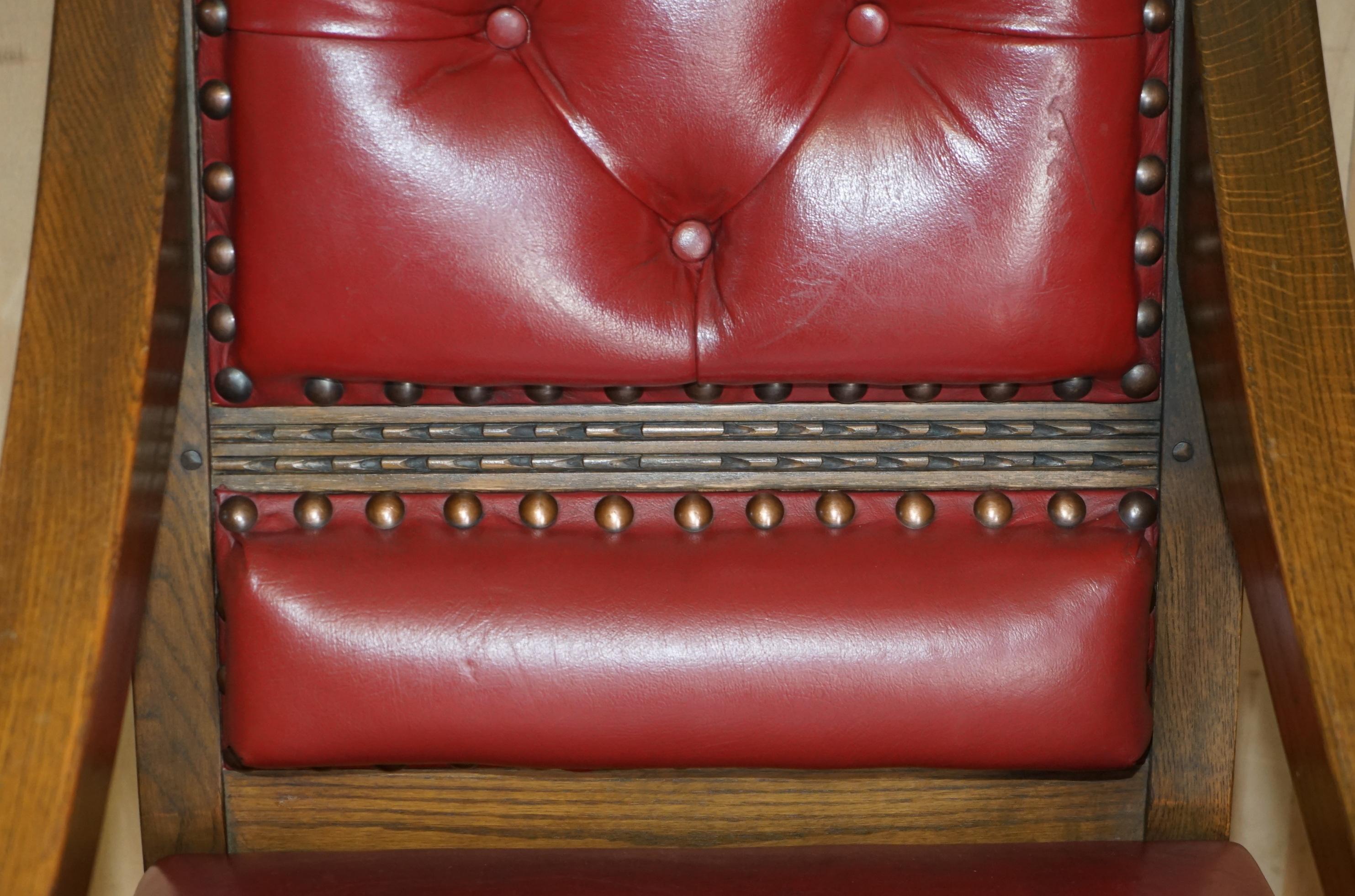 Original Elizabeth II Silver Jubilee Throne Armchair English Oxblood Oak Leather For Sale 3