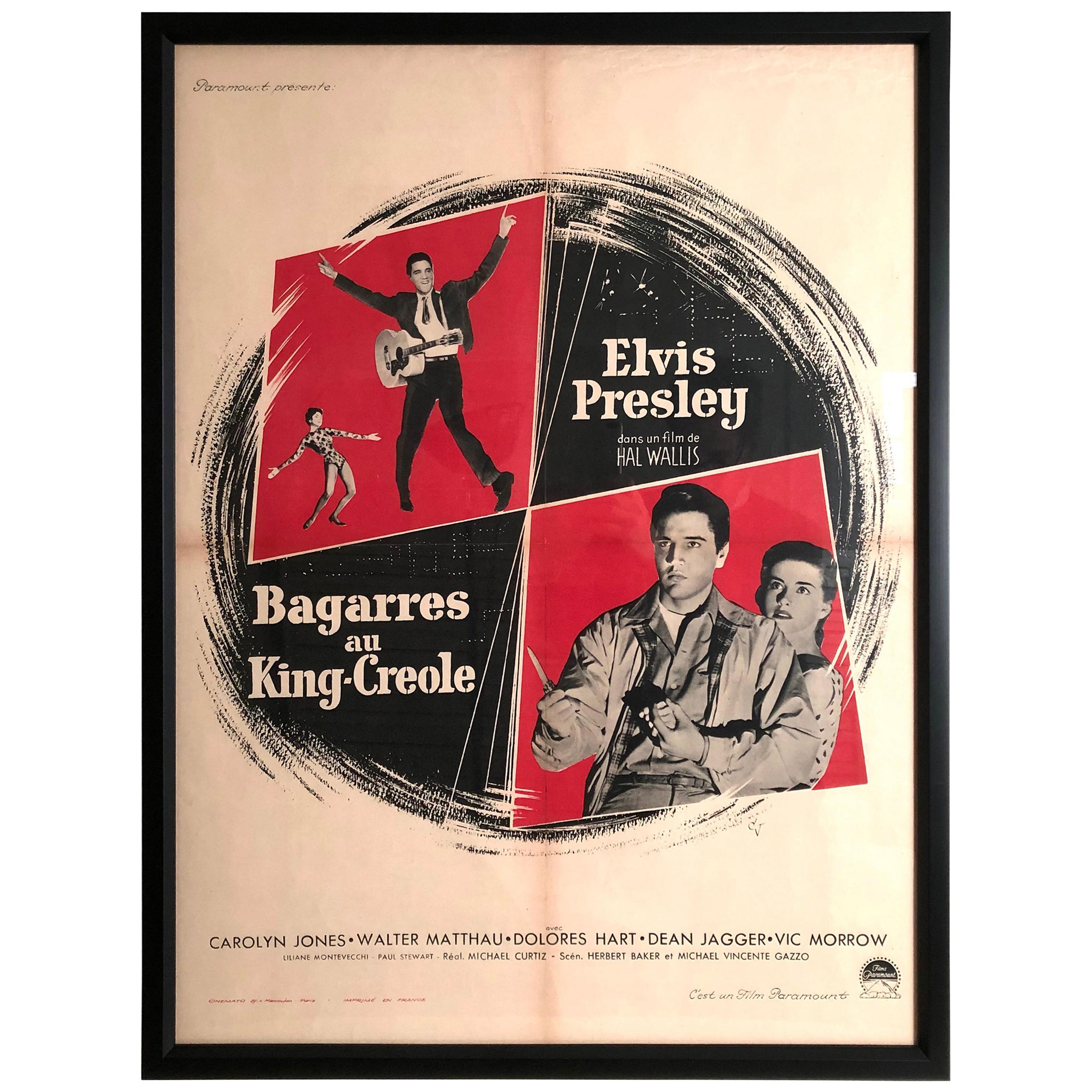 Original Elvis Presley French Movie Poster for King Creole, circa 1958