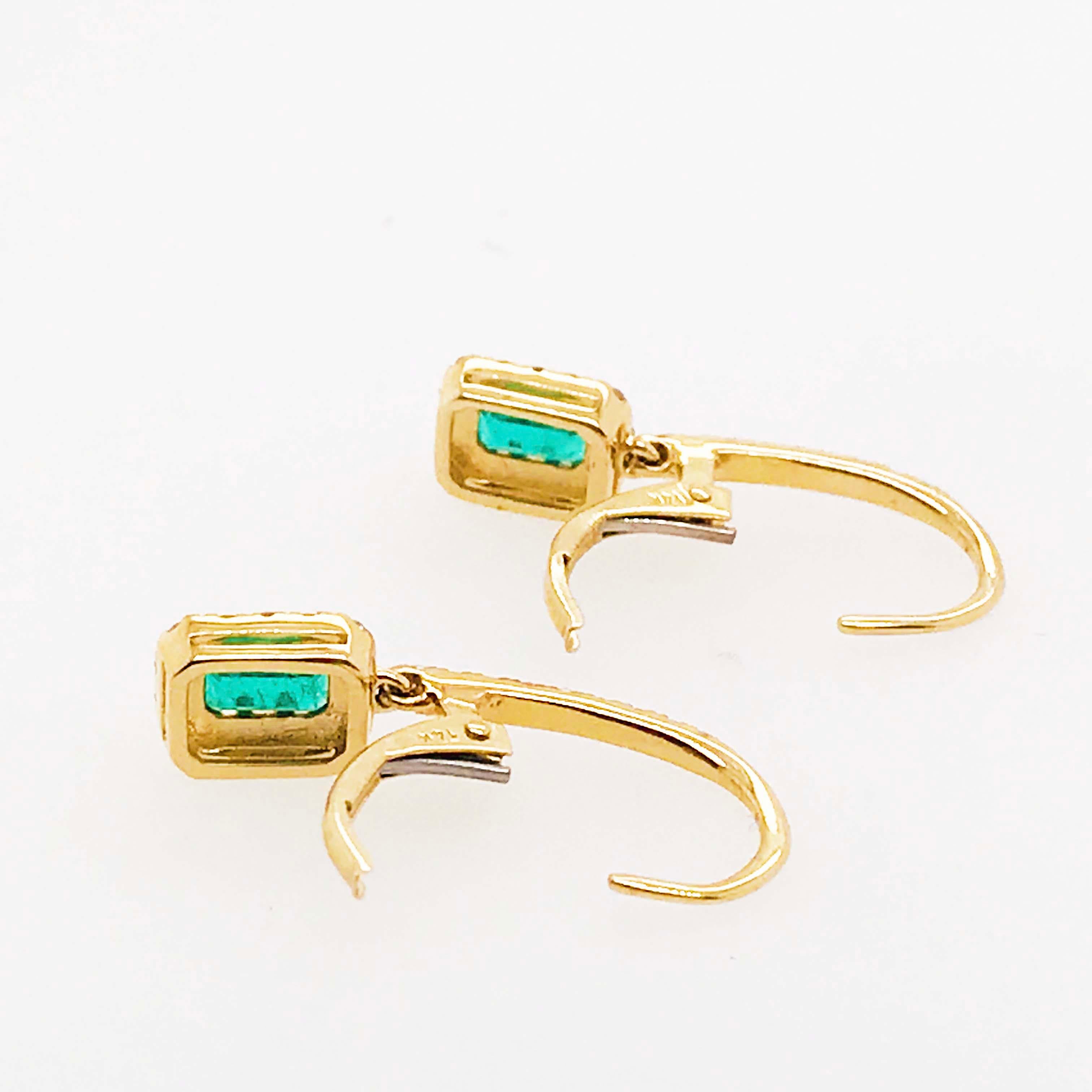Original Emerald and Diamond Earring Dangles in 14 Karat Yellow Gold 2