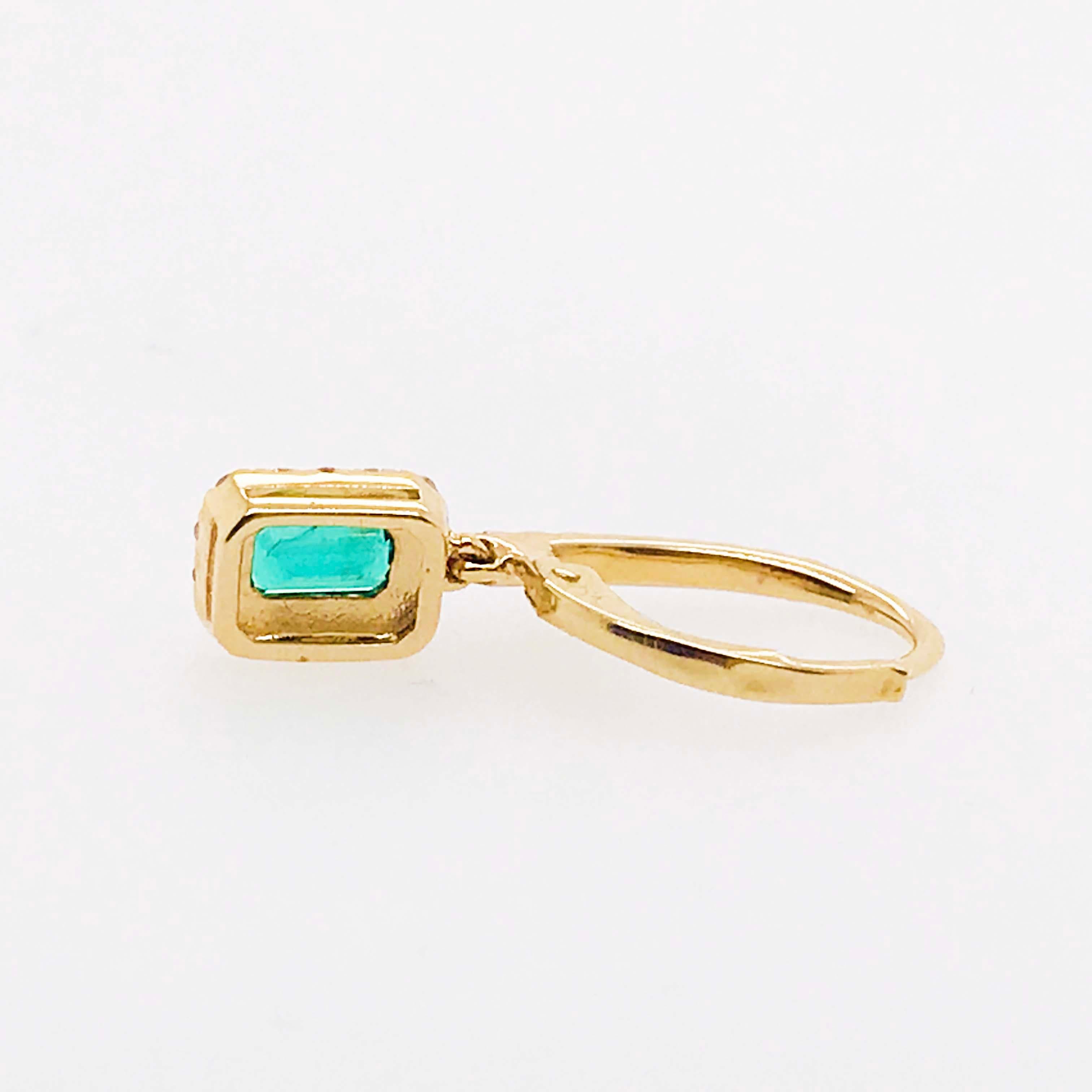 Original Emerald and Diamond Earring Dangles in 14 Karat Yellow Gold 3