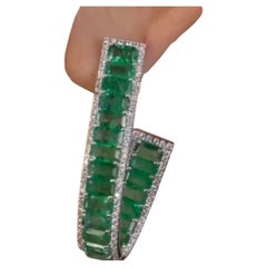 Original Emerald Diamond Elegant White 18K Gold Earrings for Her