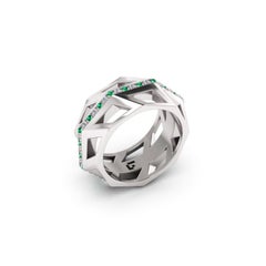 Original Emerald White Diamond Band Elegant Weiß 18K Gold Ring für Sie für Ihn