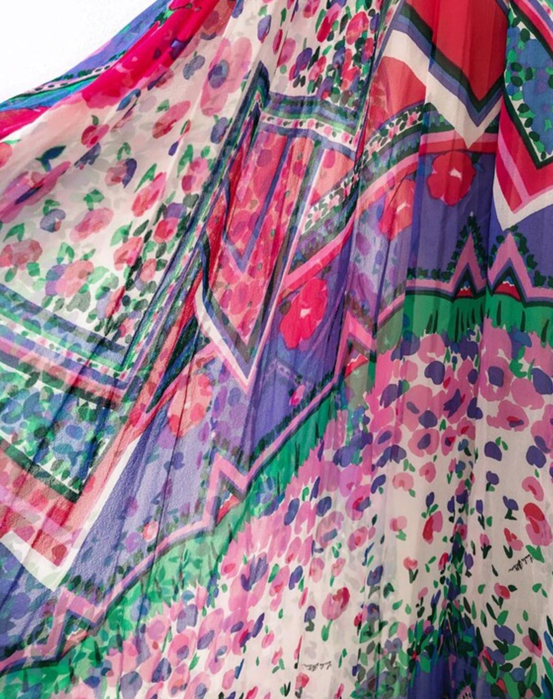 Original Emilia Bellini Seda Pura 1960 Firma Maxivestido 60s 70s Diosa en venta 6