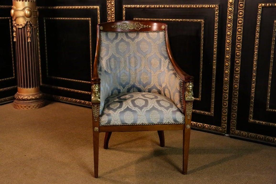 Original antique Empire Armchair circa 1860-1880 Massive Mahogany bronze For Sale 5