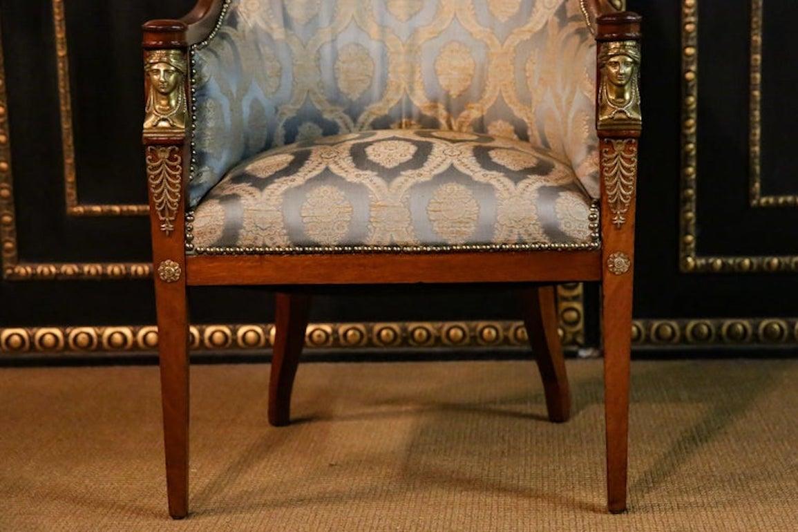 Original antique Empire Armchair circa 1860-1880 Massive Mahogany bronze For Sale 6