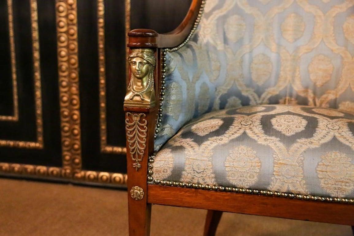 Original Empire-Sessel aus massivem Mahagoni, um 1860-1880 im Angebot 8