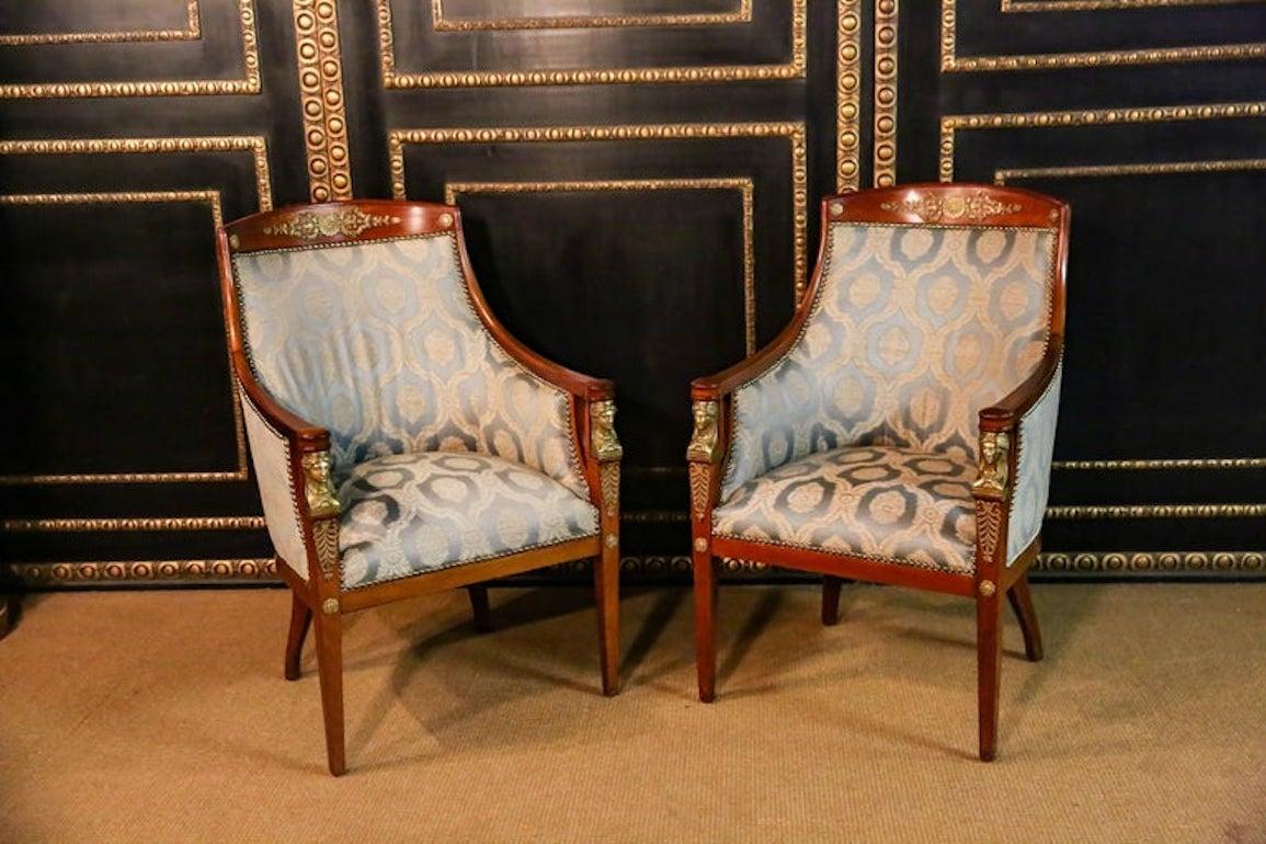 Original antique Empire Armchair circa 1860-1880 Massive Mahogany bronze For Sale 2