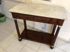 Original Empire Console Table or Wall Console with Marble Top