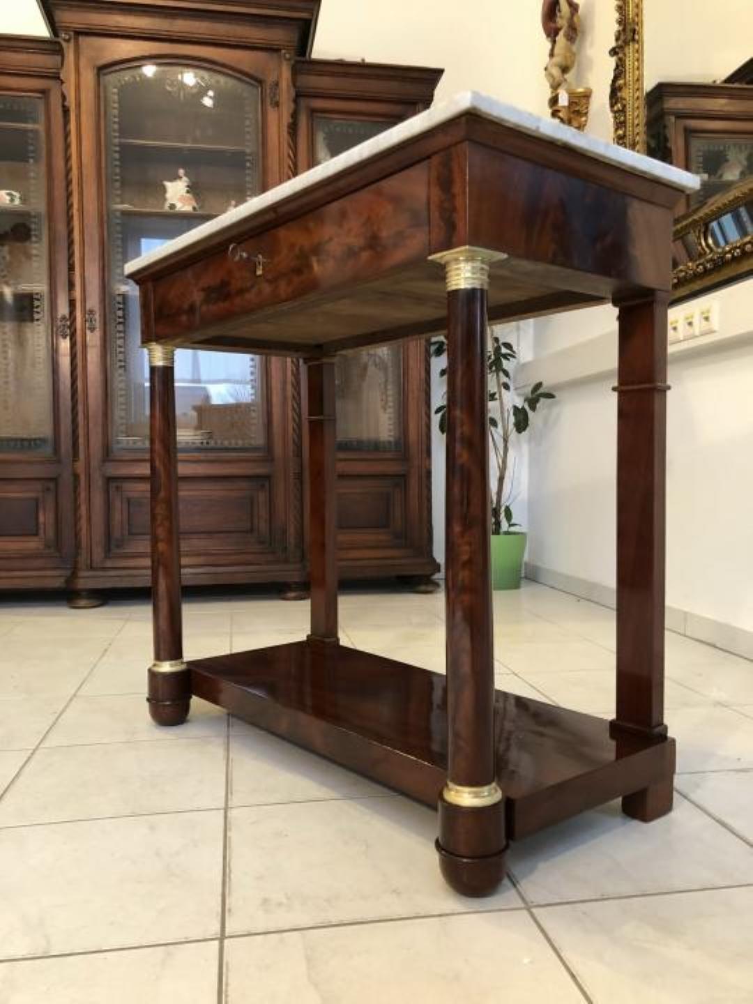 Original Empire Console Table or Wall Console with Marble Top In Good Condition In Senden, NRW