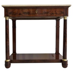 Original Empire Console Table or Wall Console with Marble Top Antique Original Empire Console Table or Wall Console with Marble Top