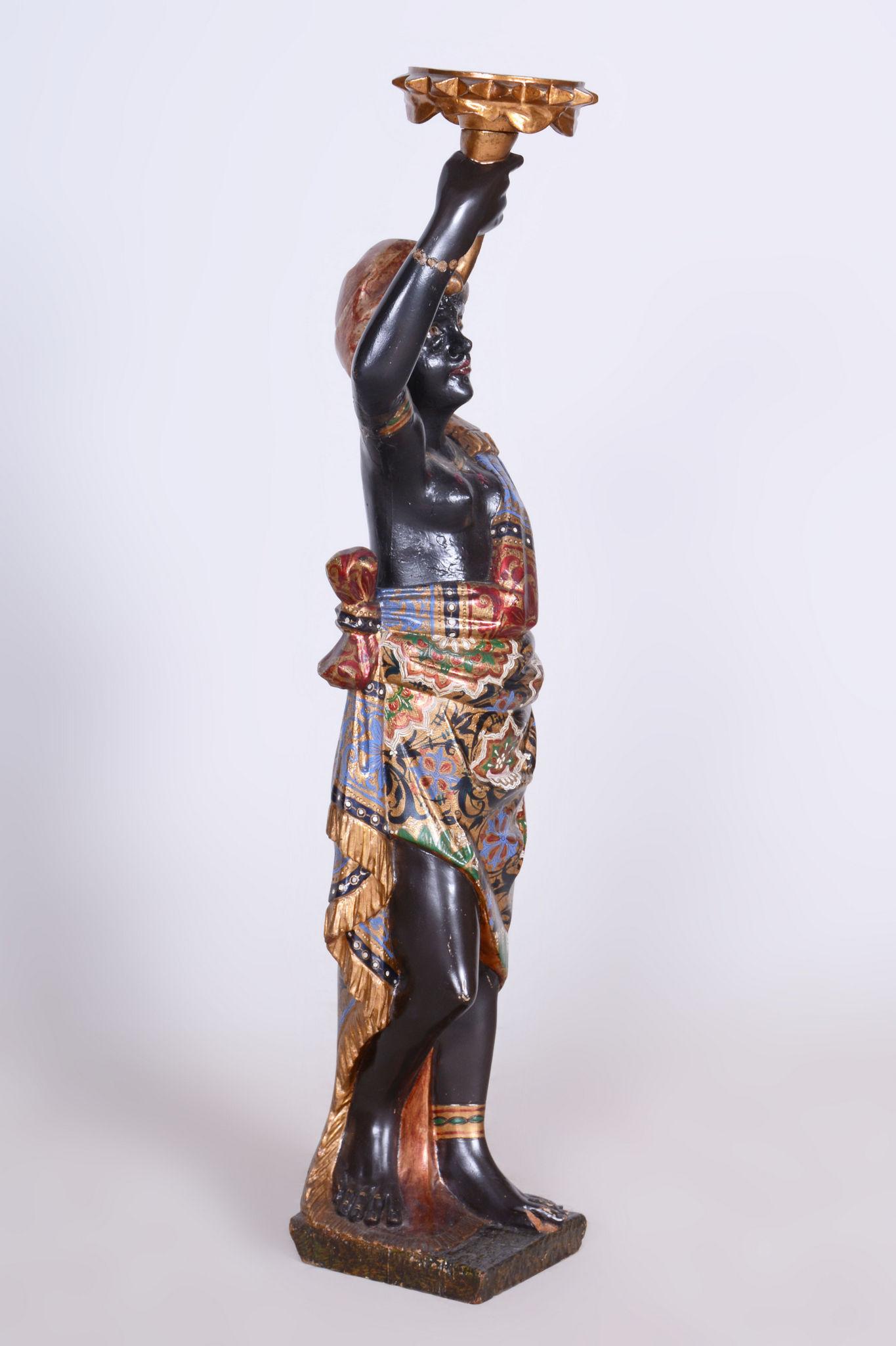 Early 19th Century Original Empire Sculpture, Wood, Polychrome, Gold, Austria, 1800s For Sale