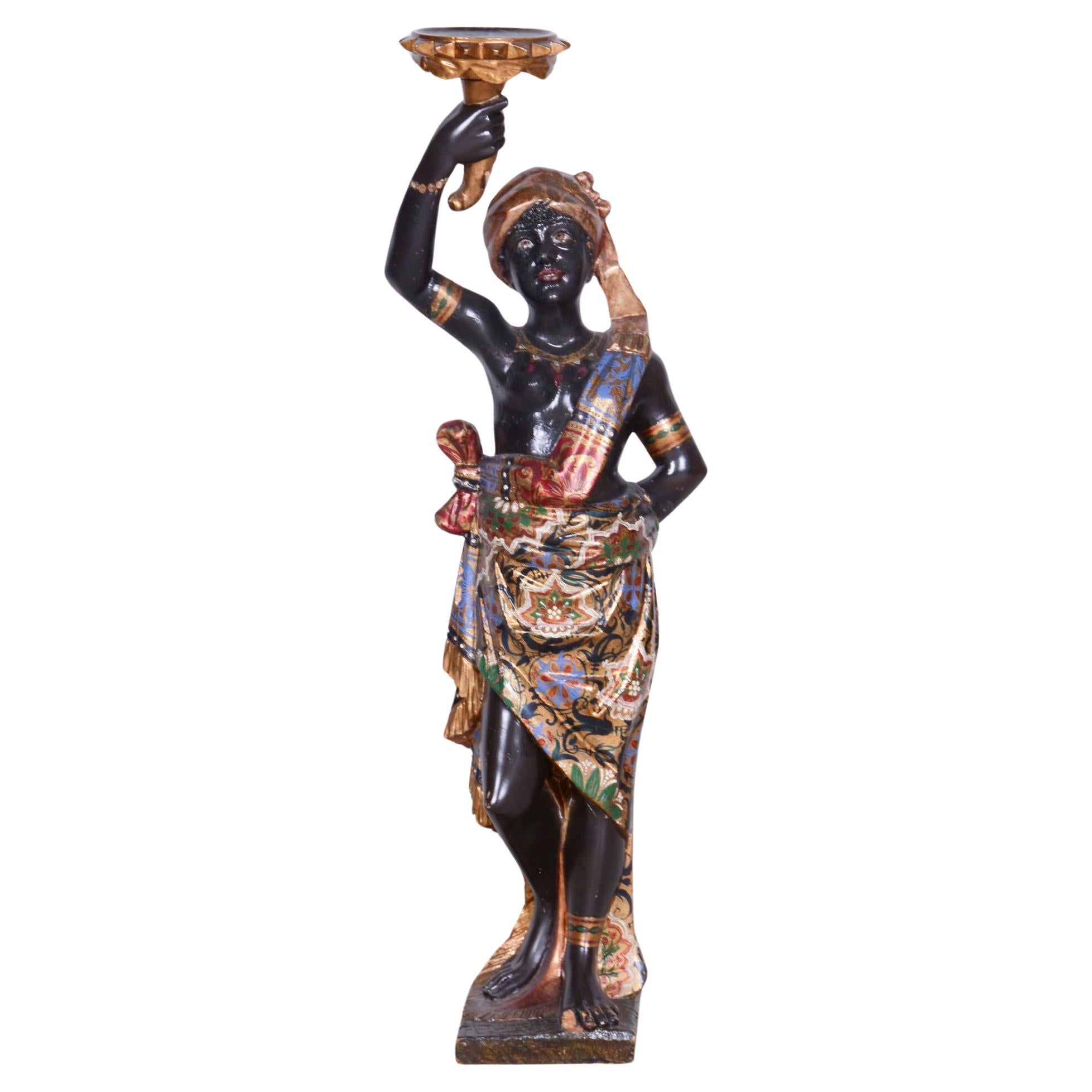 Original Empire Sculpture, Wood, Polychrome, Gold, Austria, 1800s For Sale