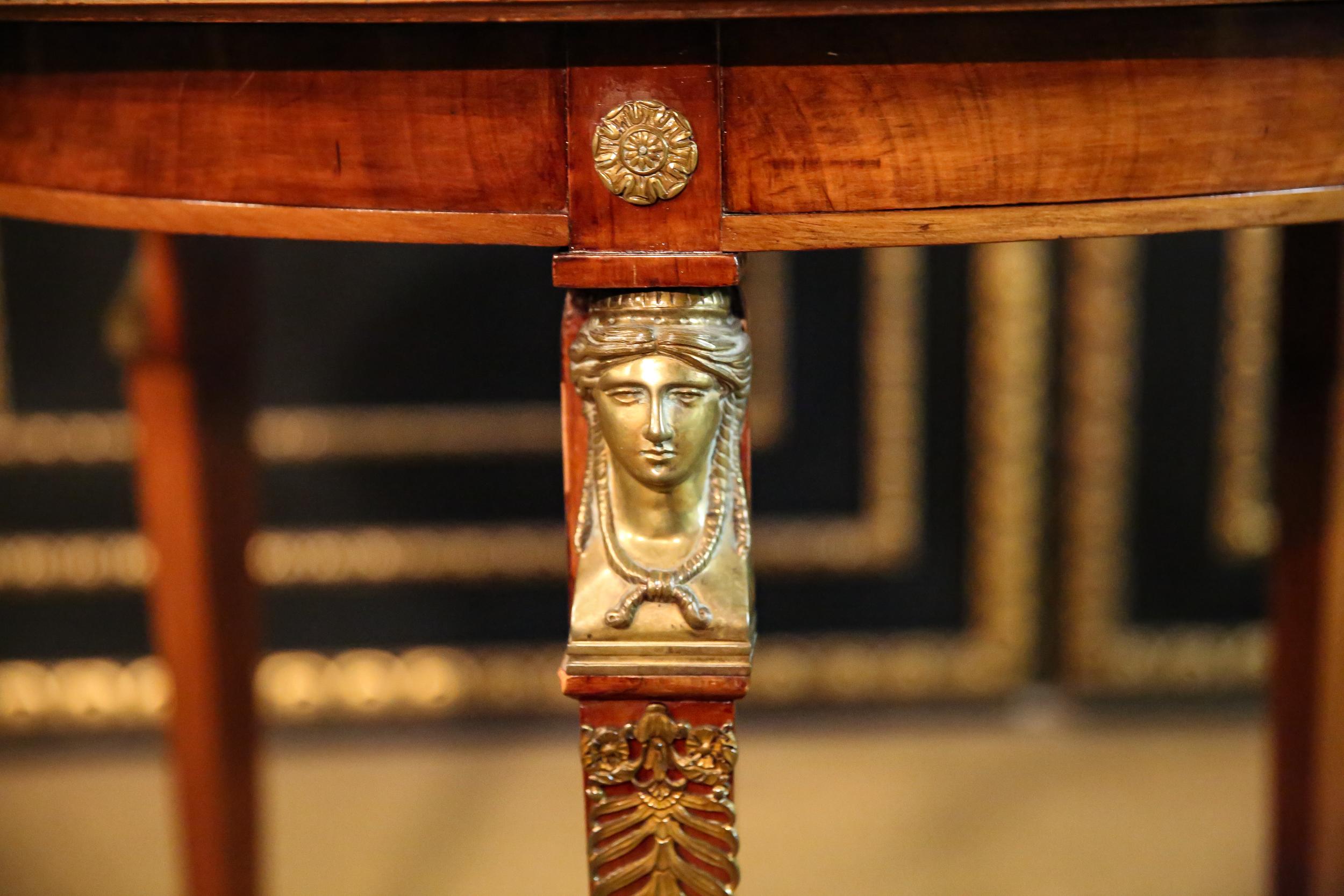 Original antique Empire Table circa 1860 - 1880 Mahogany veneer bronzed For Sale 5