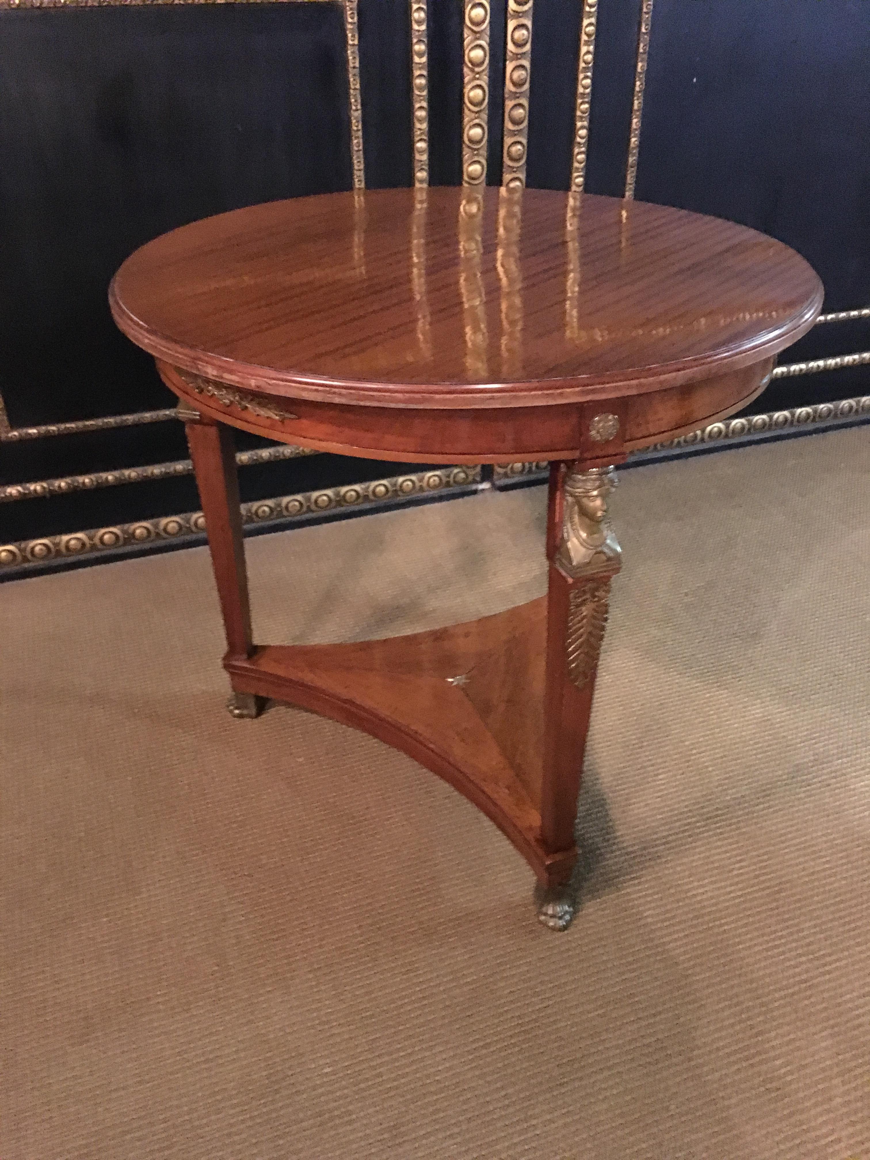 French Original antique Empire Table circa 1860 - 1880 Mahogany veneer bronzed  For Sale