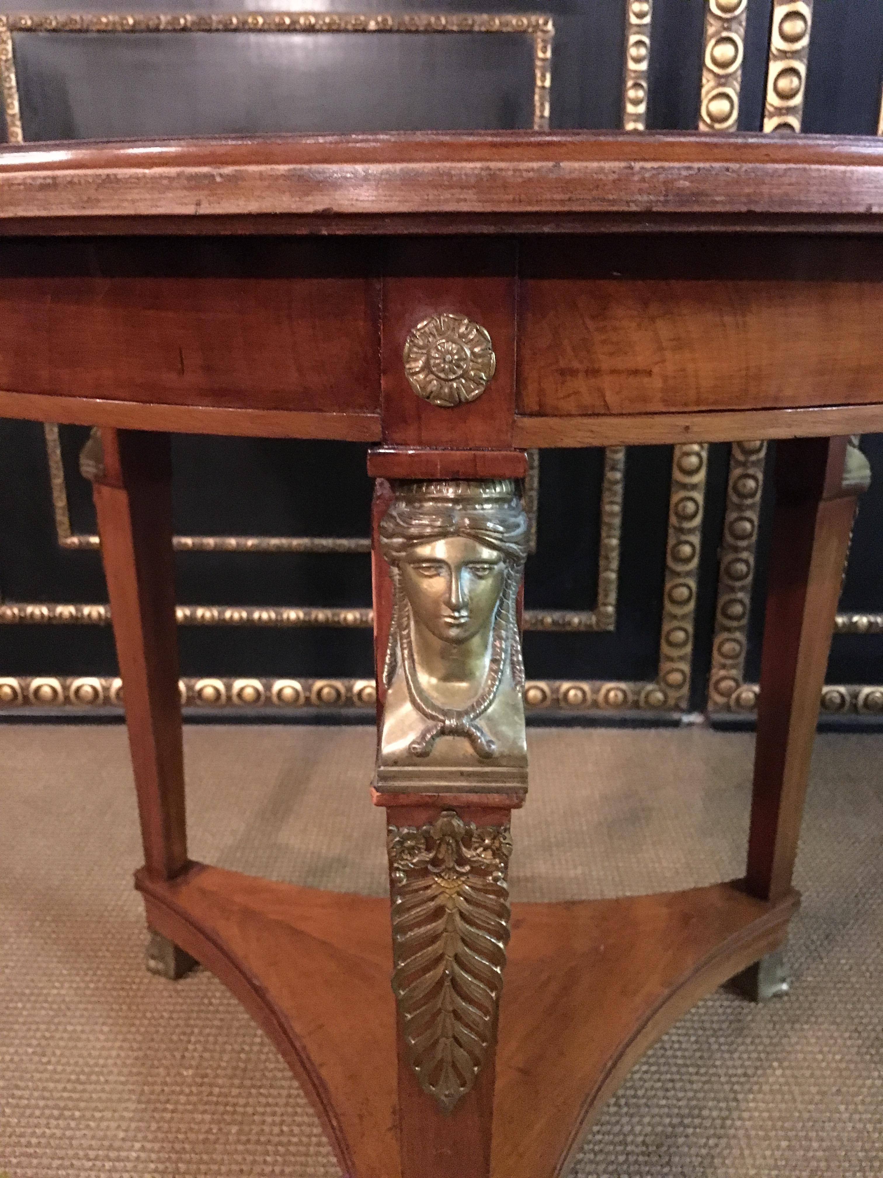 Original antiker Empire Tisch ca. 1860 - 1880 Mahagoni Furnier bronziert  (Bronziert) im Angebot