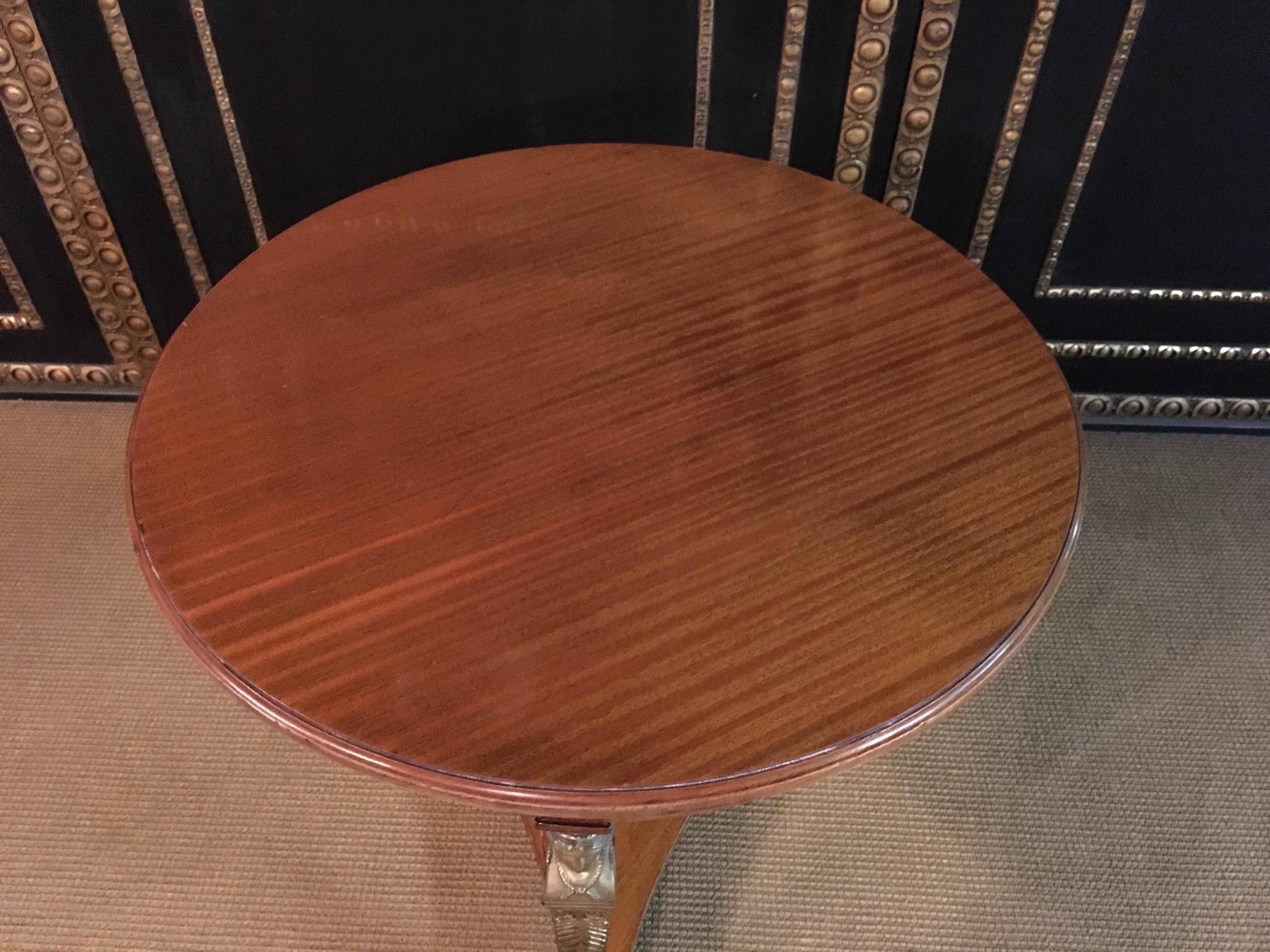 Original antique Empire Table circa 1860 - 1880 Mahogany veneer bronzed  In Good Condition For Sale In Berlin, DE