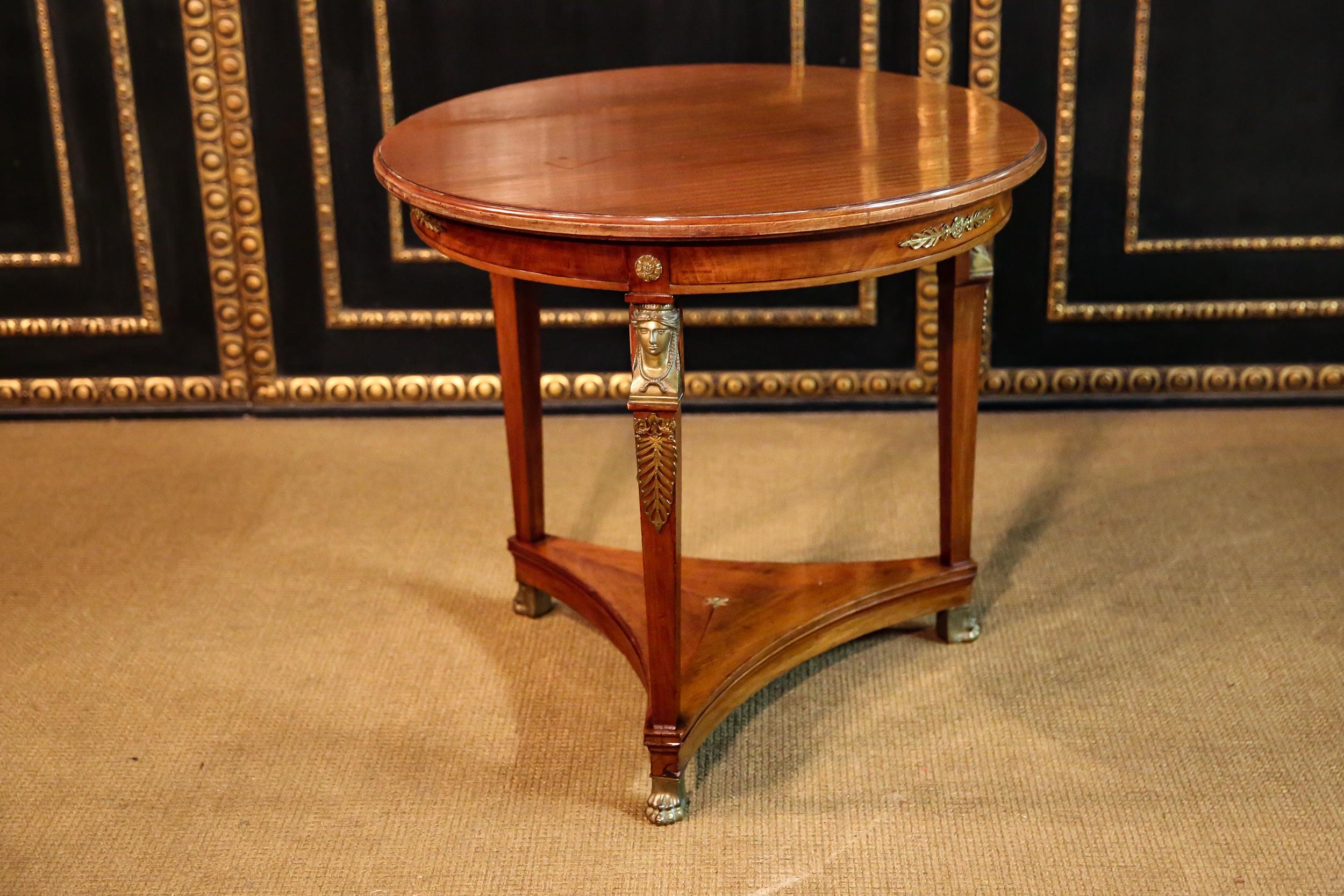 Original antique Empire Table circa 1860 - 1880 Mahogany veneer bronzed  For Sale 2