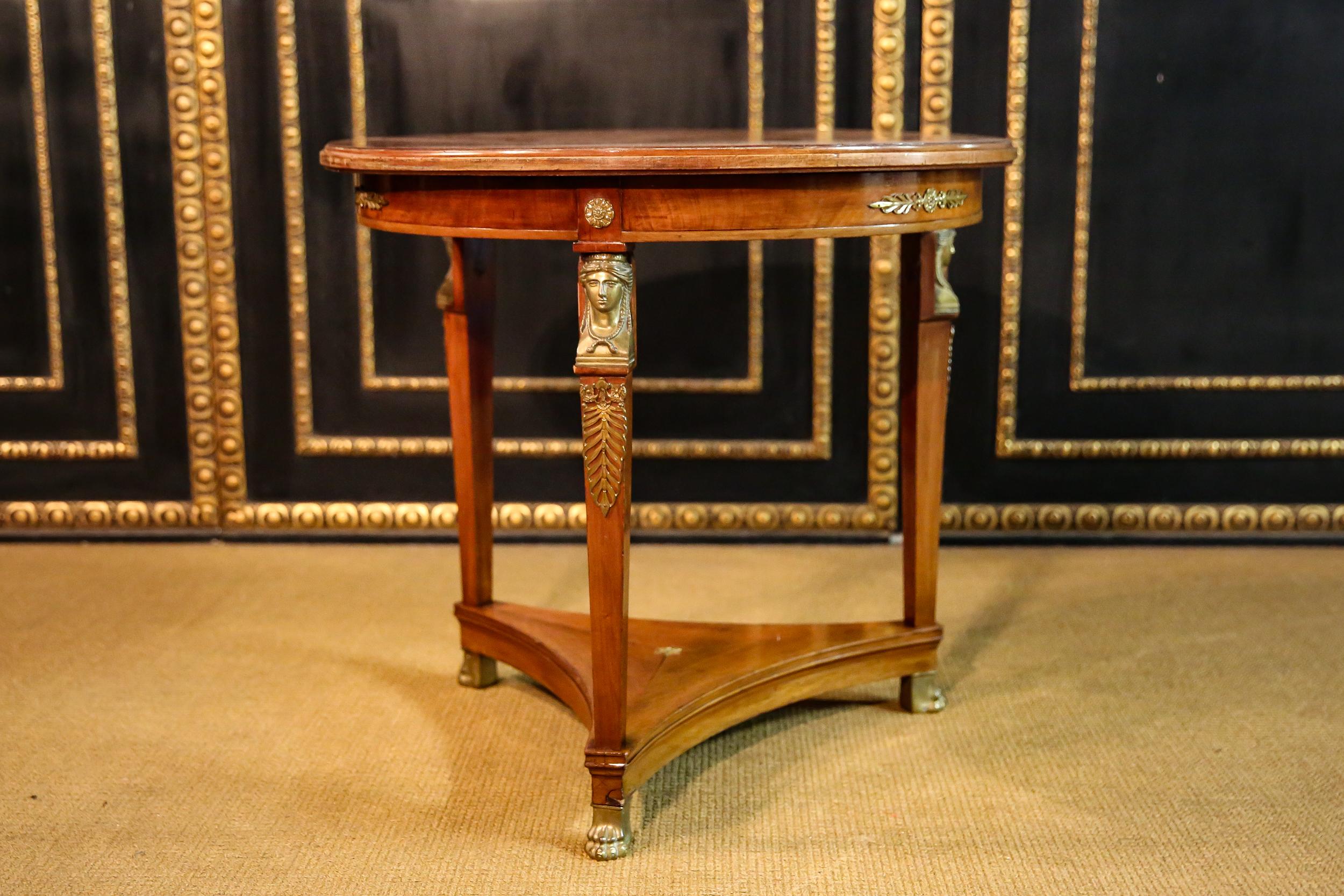 Original antiker Empire Tisch ca. 1860 - 1880 Mahagoni Furnier bronziert  im Angebot 3