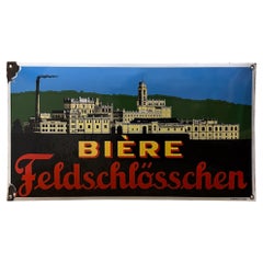 Original Enamel 1950s Sign From The Swiss Brewery of Feldschlösschen