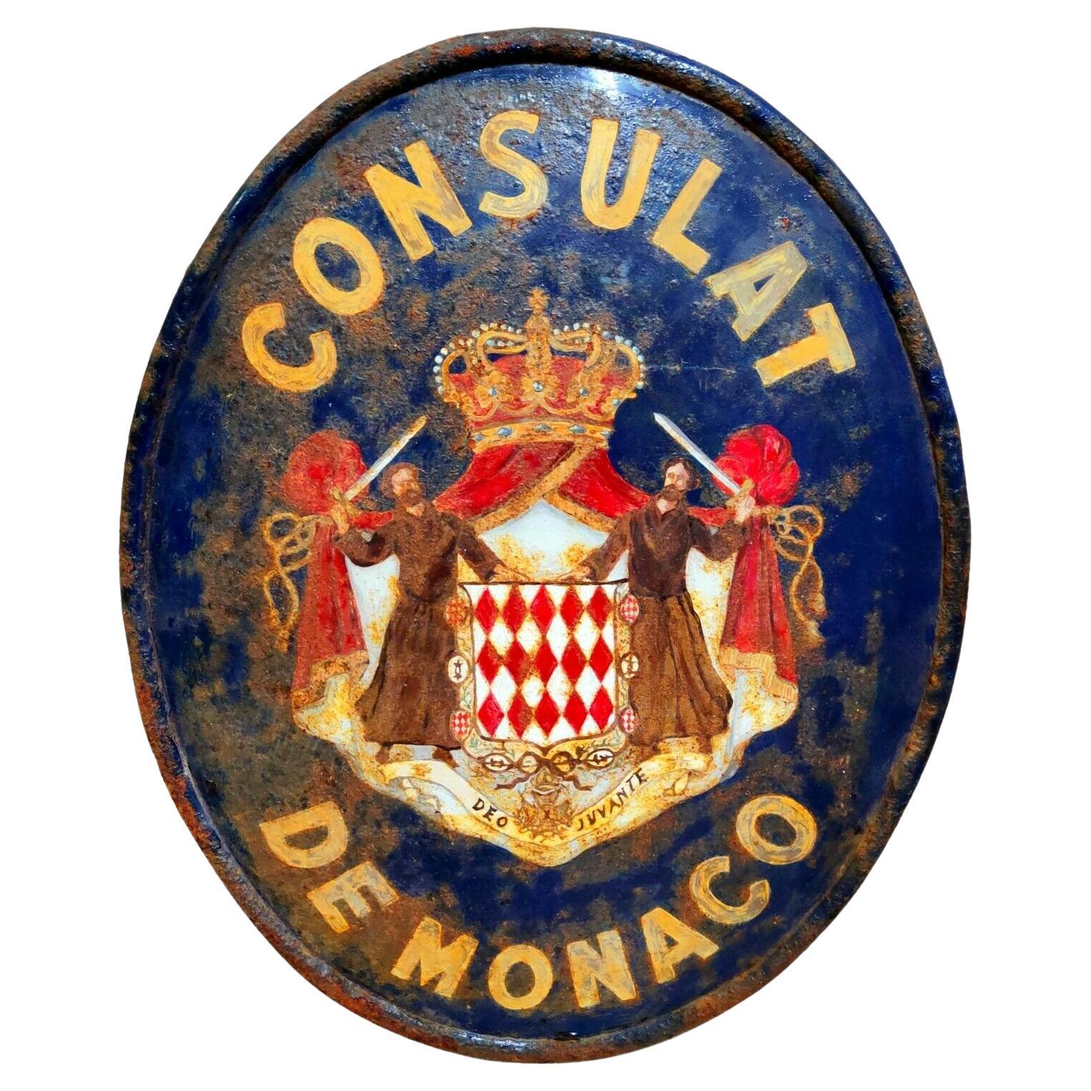 Original Enamel Plaque of the Consulate of the Principality of Monaco 1940s