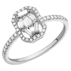 Original Anillo de Compromiso Diamante Blanco Elegante Anillo para Ella Oro Blanco