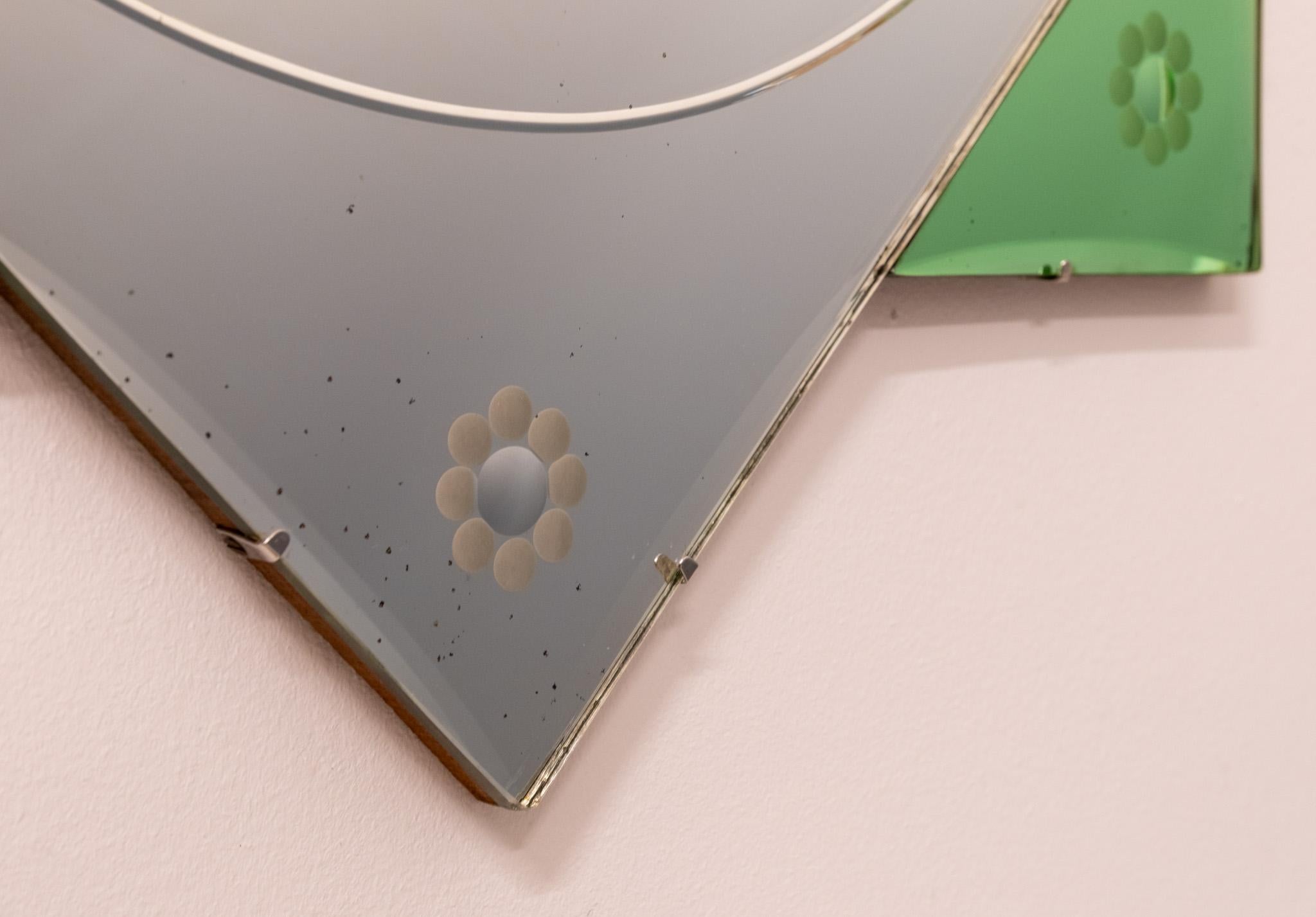 Metà XX secolo Originale Art Deco Mirror a otto punte inglese Greene & Greene 1930 in vendita