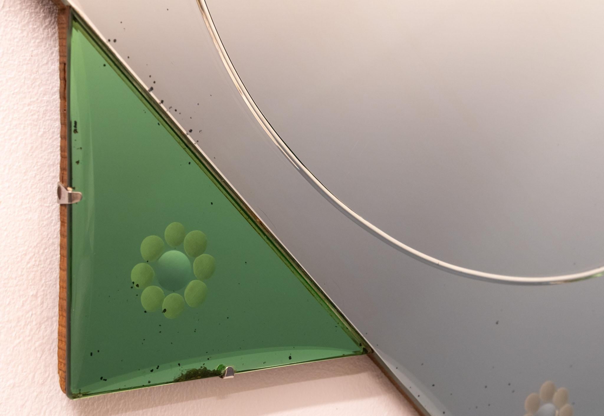 Vetro Originale Art Deco Mirror a otto punte inglese Greene & Greene 1930 in vendita