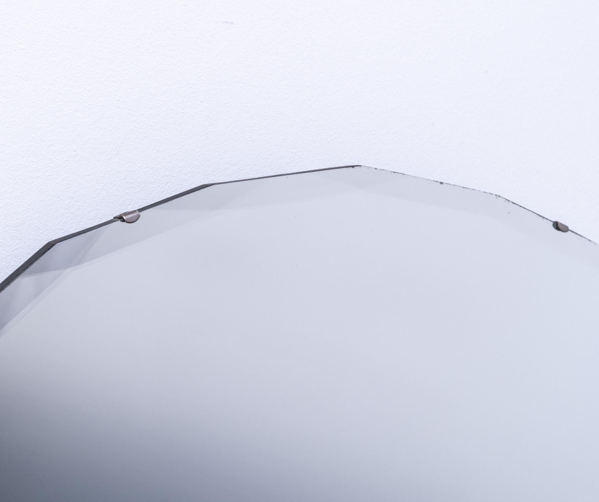 Original English Art Deco Fan Shaped Wall Mirror Black 1930 For Sale 4