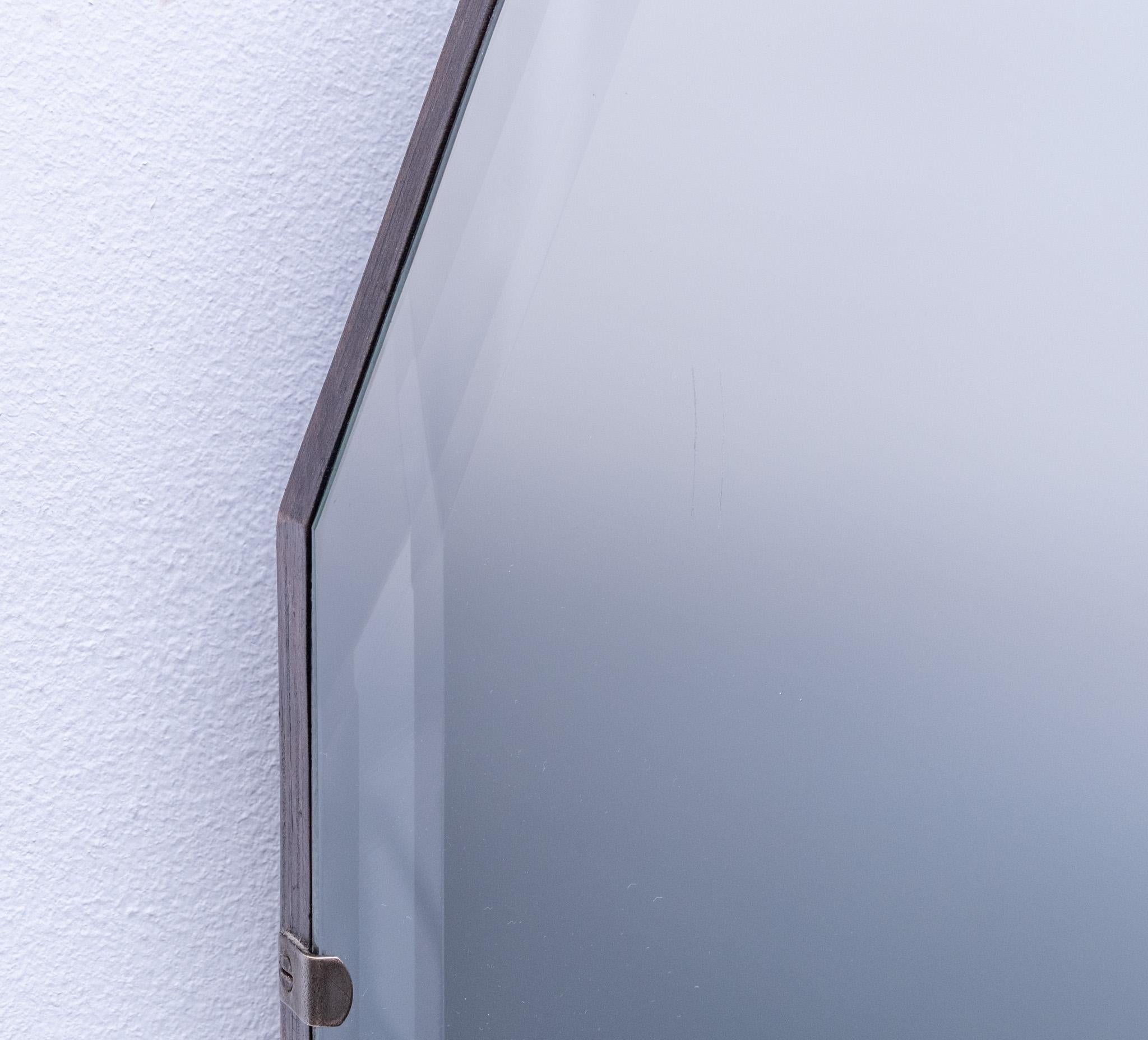 Original English Art Deco Fan Shaped Wall Mirror Black 1930 For Sale 5