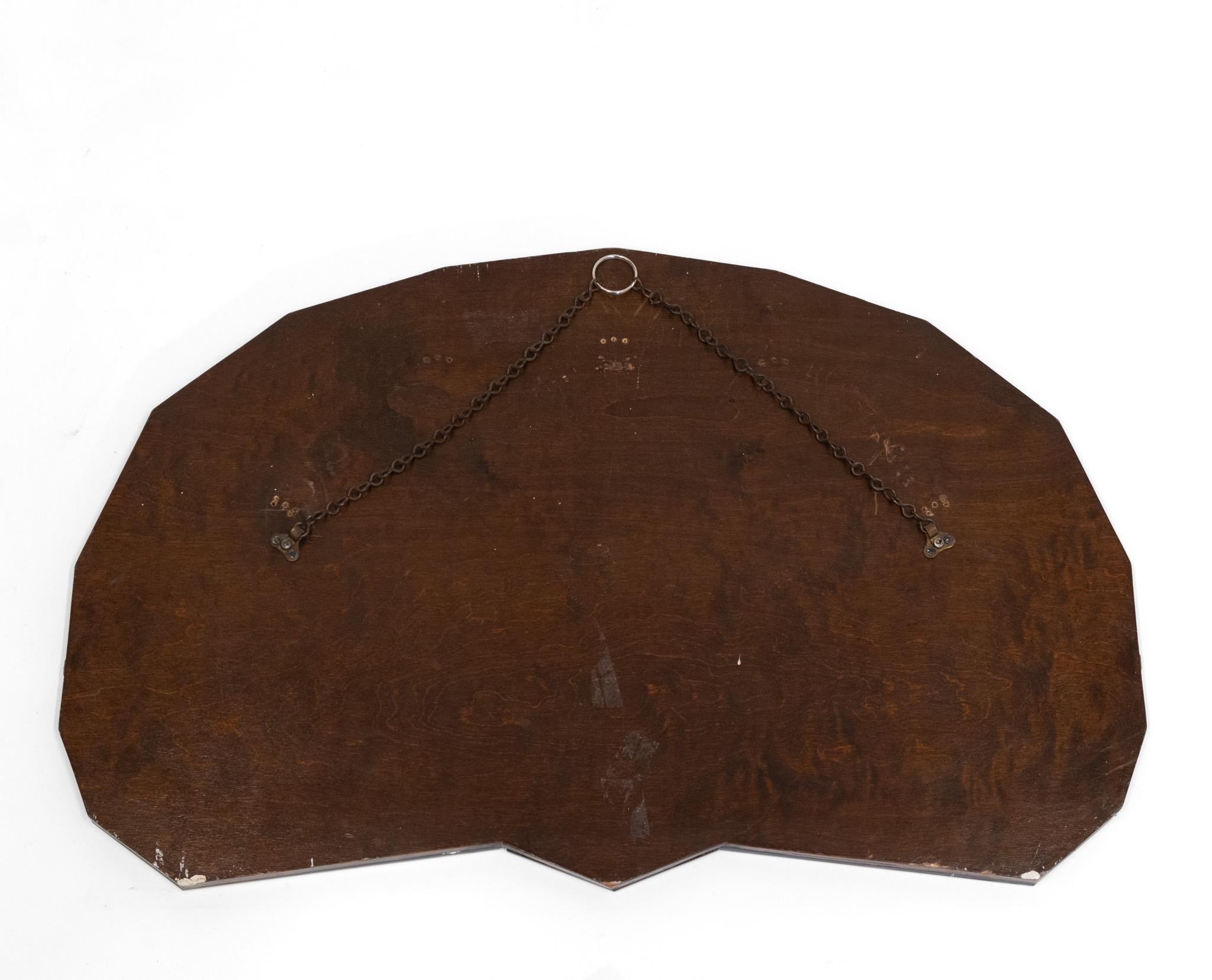 Original English Art Deco Fan Shaped Wall Mirror Black 1930 For Sale 6