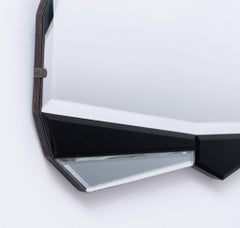 Original English Art Deco Fan Shaped Wall Mirror Black 1930