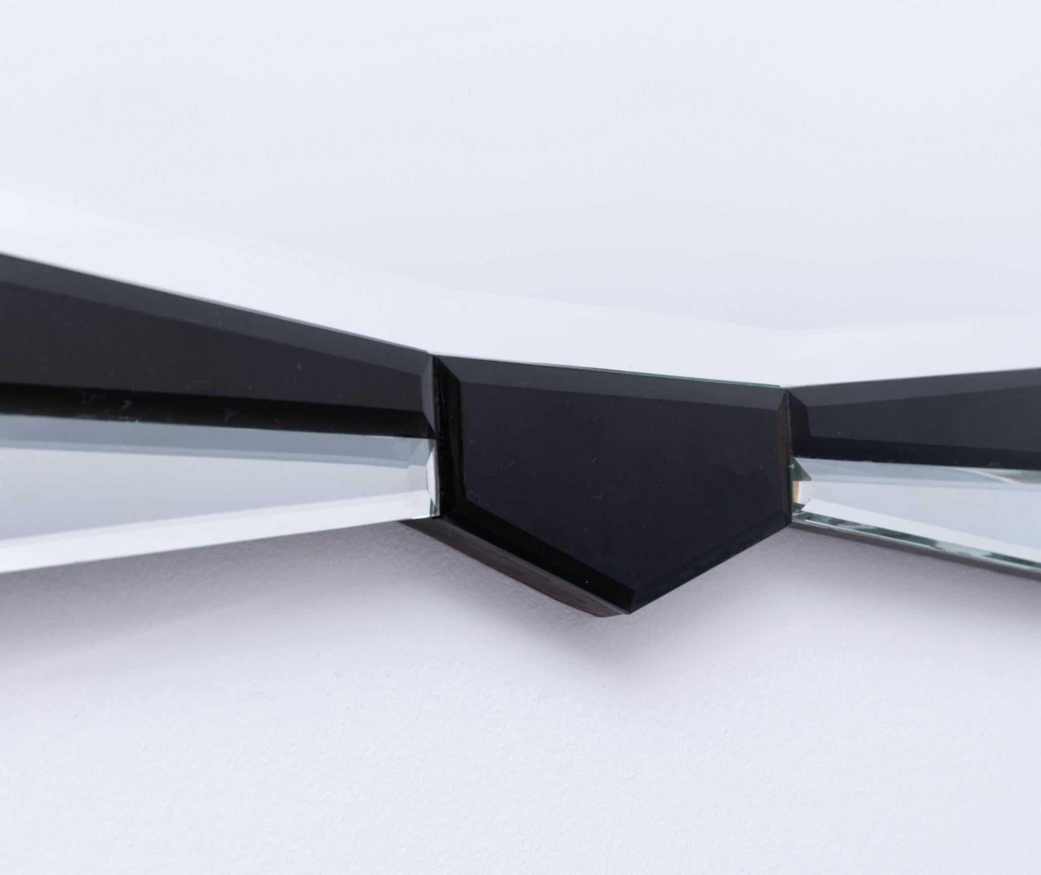 British Original English Art Deco Fan Shaped Wall Mirror Black 1930 For Sale