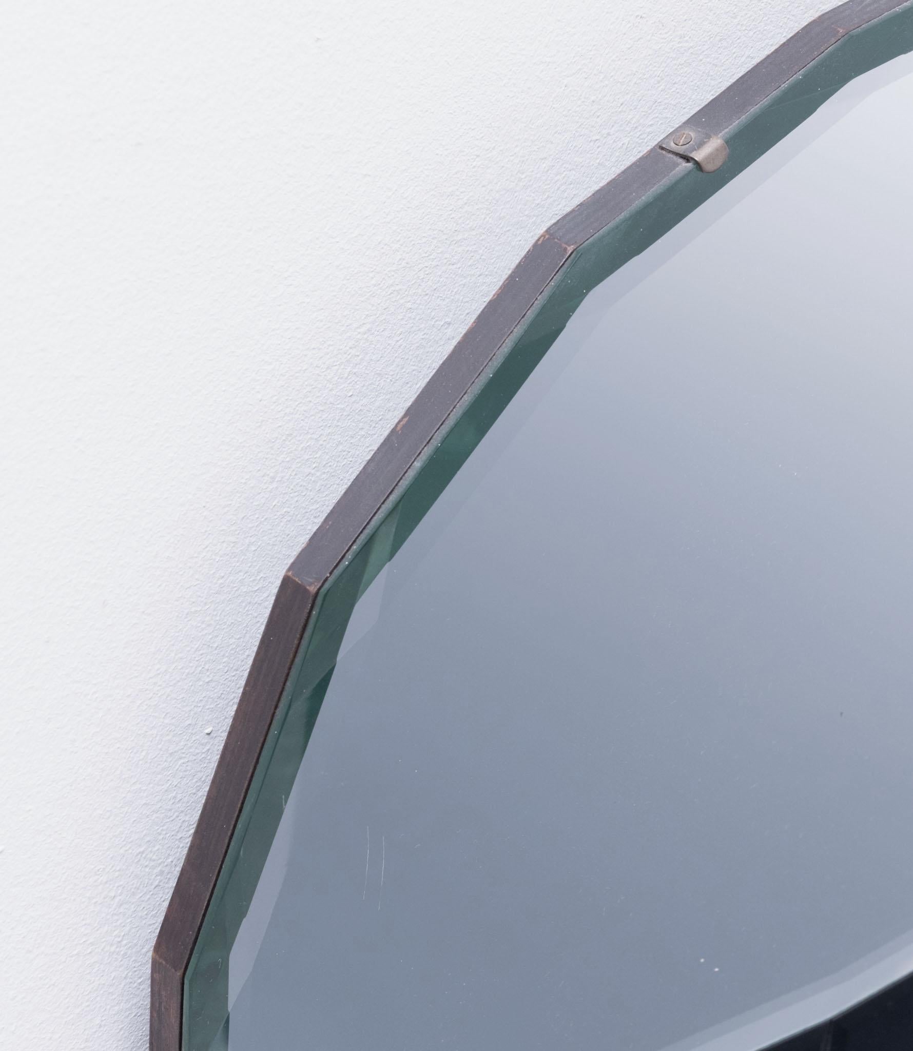 Original English Art Deco Fan Shaped Wall Mirror Black 1930 For Sale 2