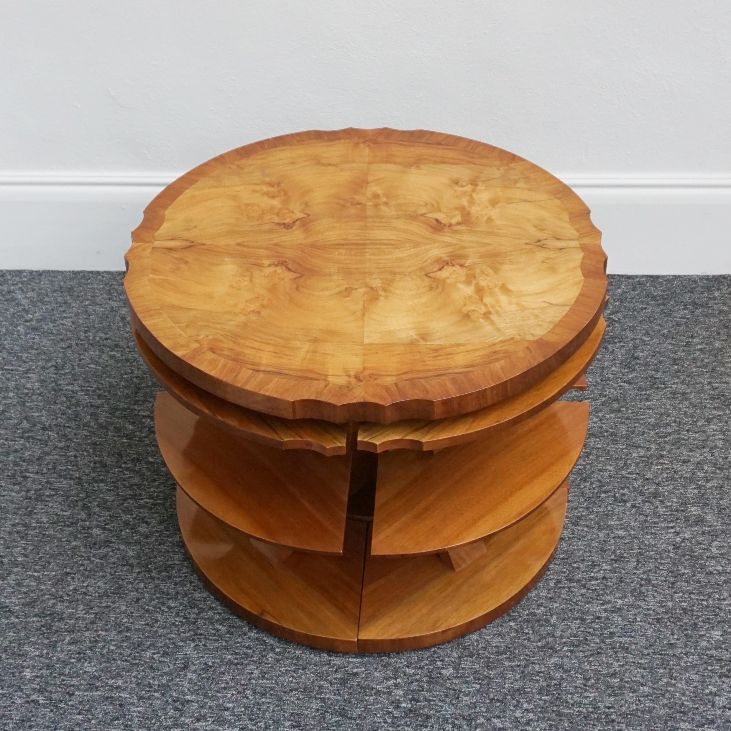 Original English Burr Walnut Art Deco Nest of Tables 1935 In Good Condition In Forest Row, East Sussex