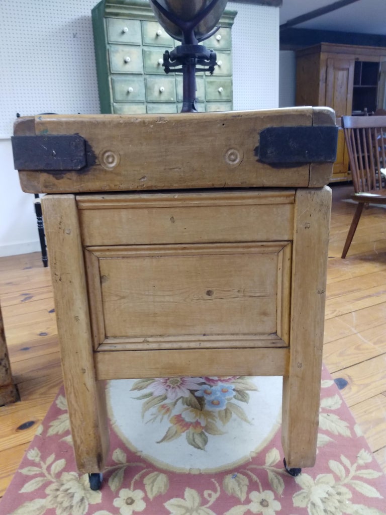 Original English Butcher Block With Two Drawers