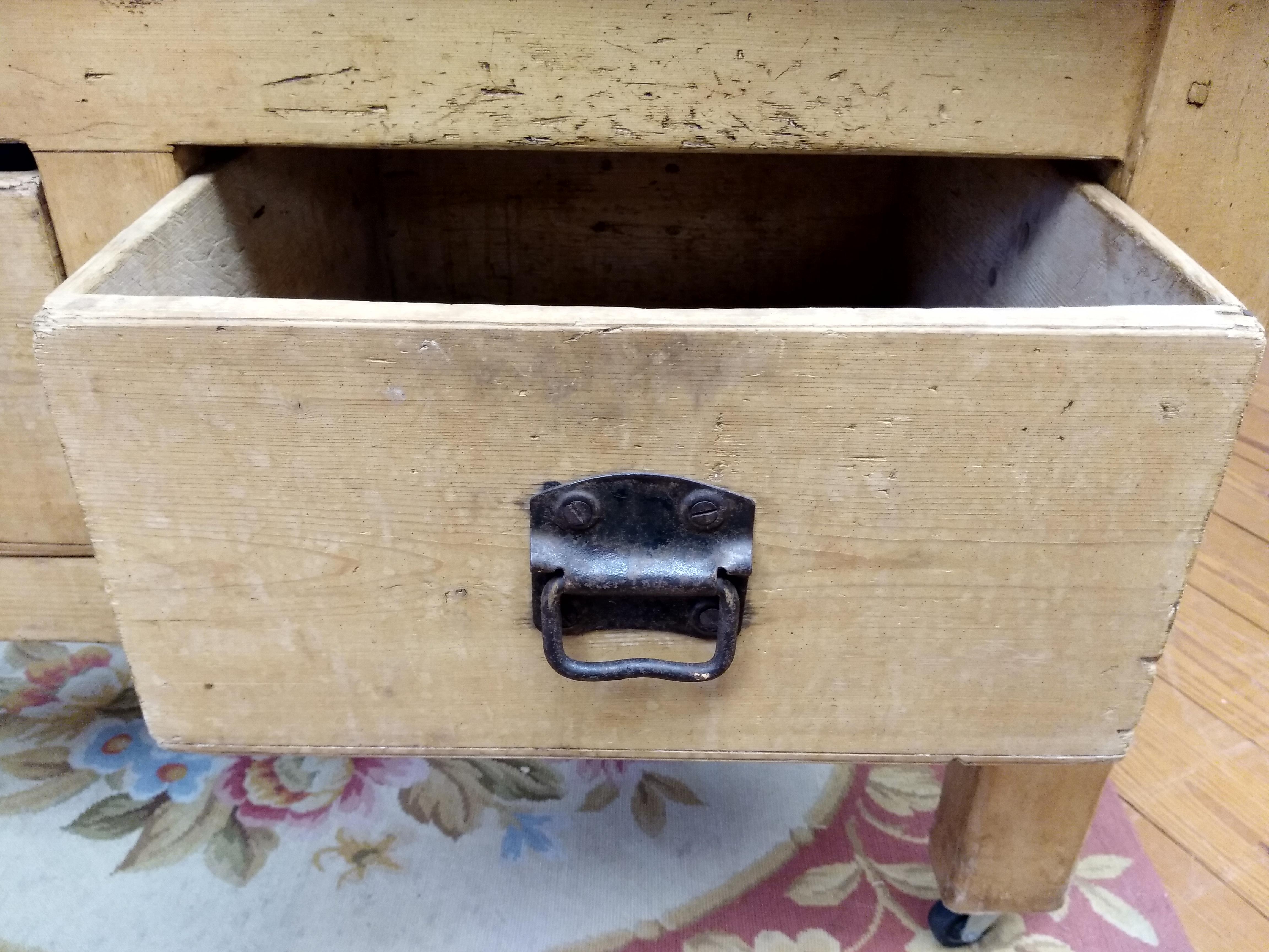 Original English Butcher Block with Two Drawers 1