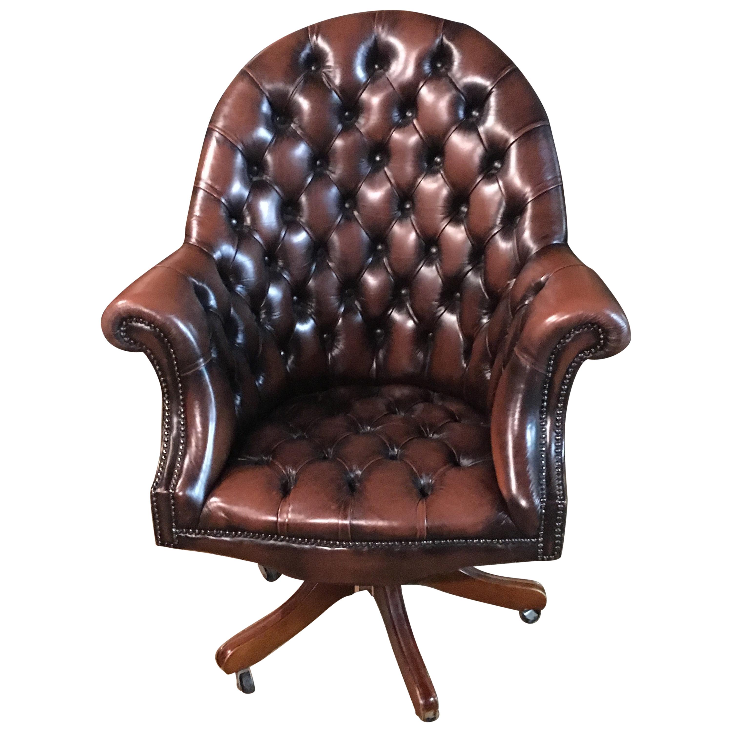 Original English Chesterfield Chair Full Leather Top Quality