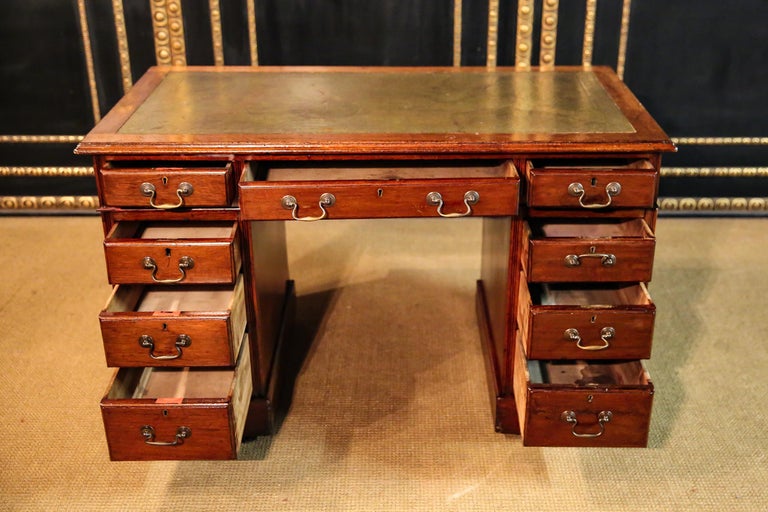 Original English Desk with Leather Plate For Sale at 1stdibs