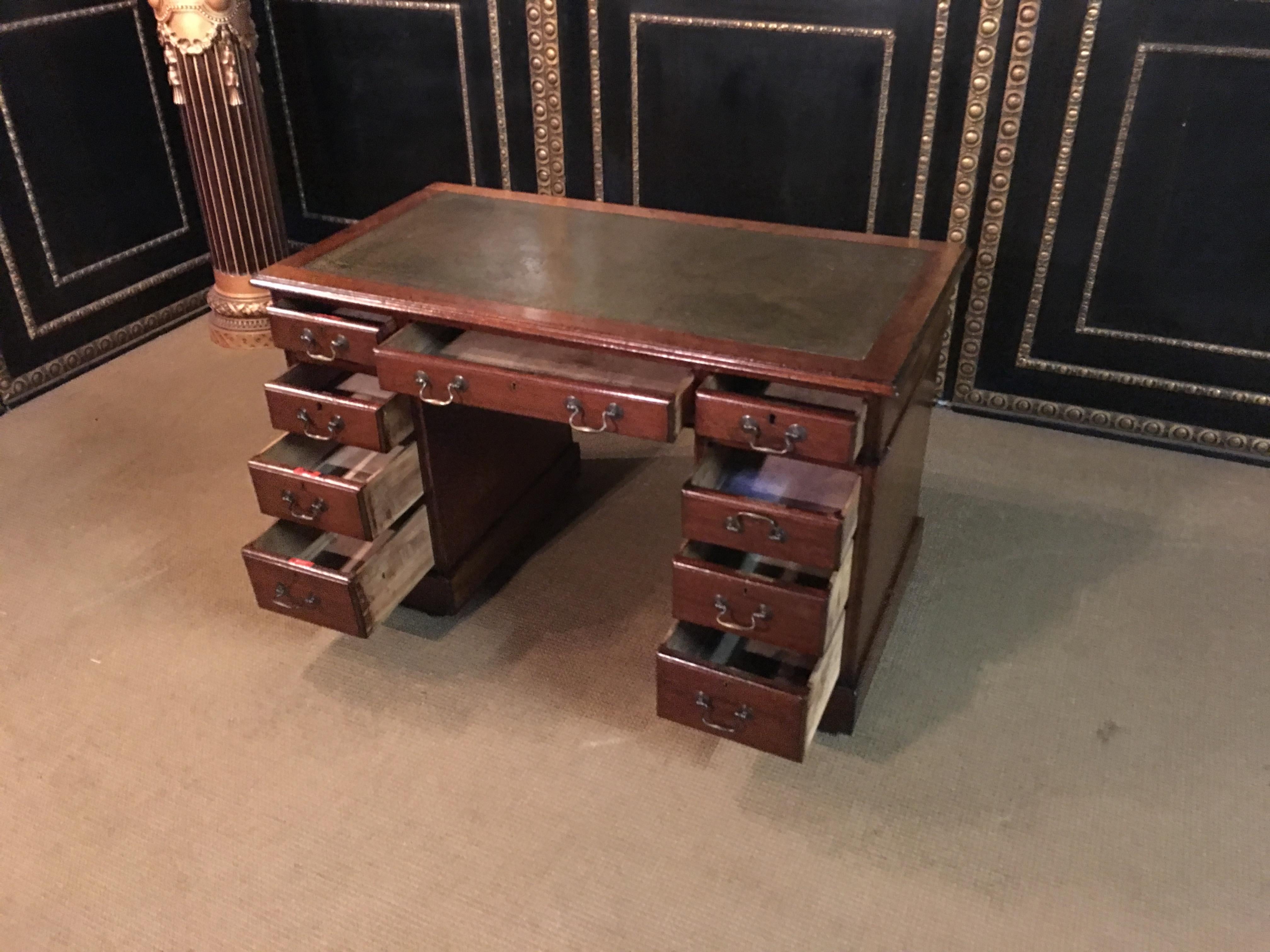 Late Victorian Original English Desk with Leather Plate