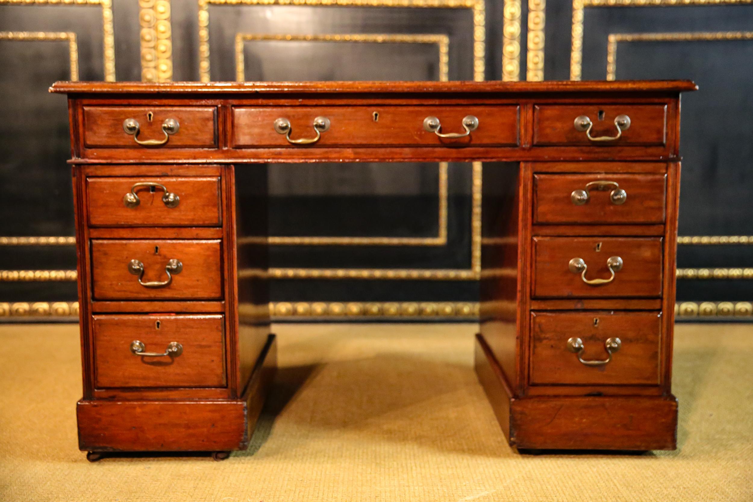 Early 20th Century Original English Desk with Leather Plate