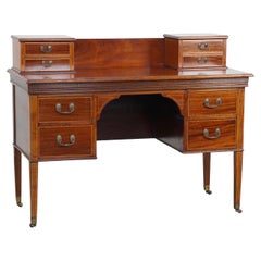 Antique Original English Empire style desk with beautiful intarsia inlaid wood, 19th c.
