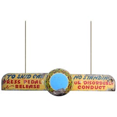 Original English Hand Painted Wooden Vintage Fairground Dodgems Sign