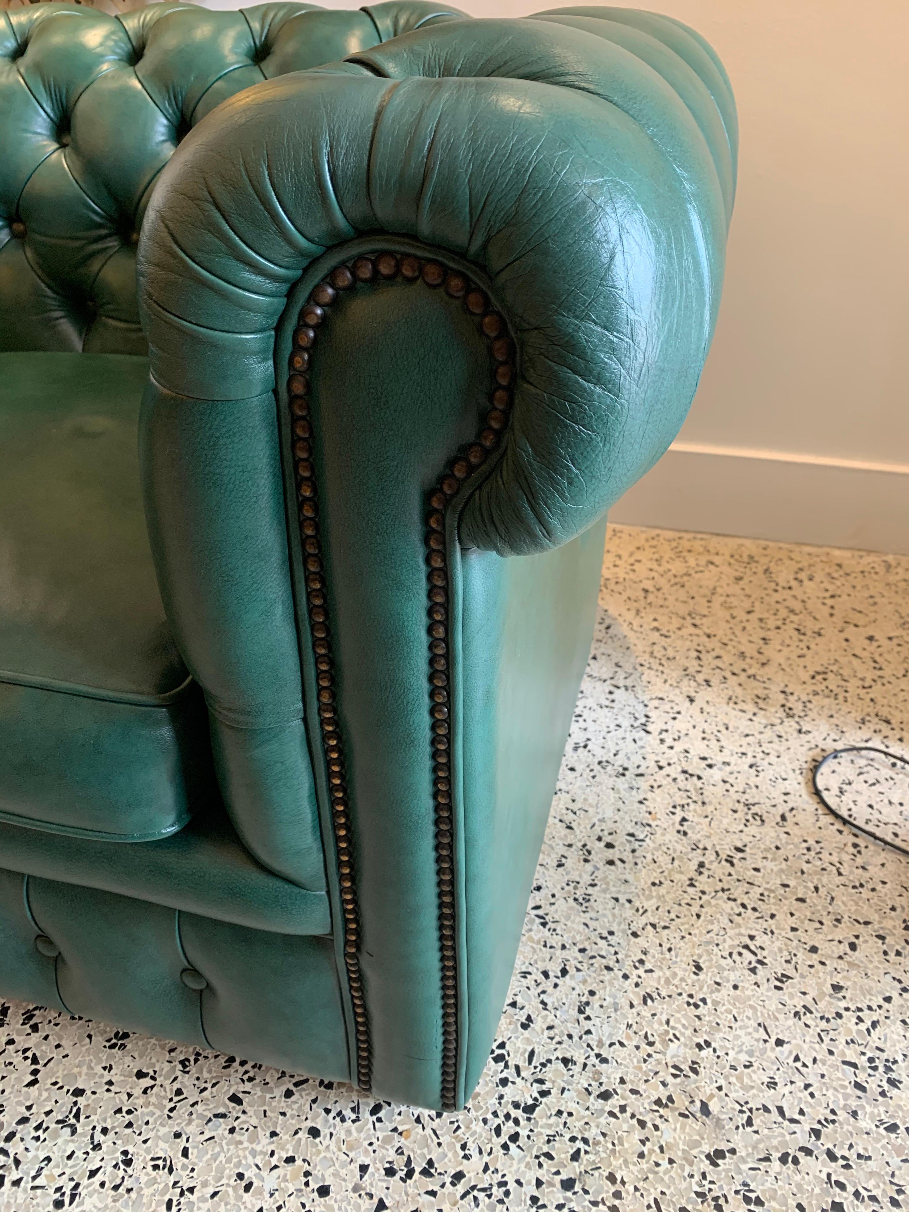 hunter green leather sofa